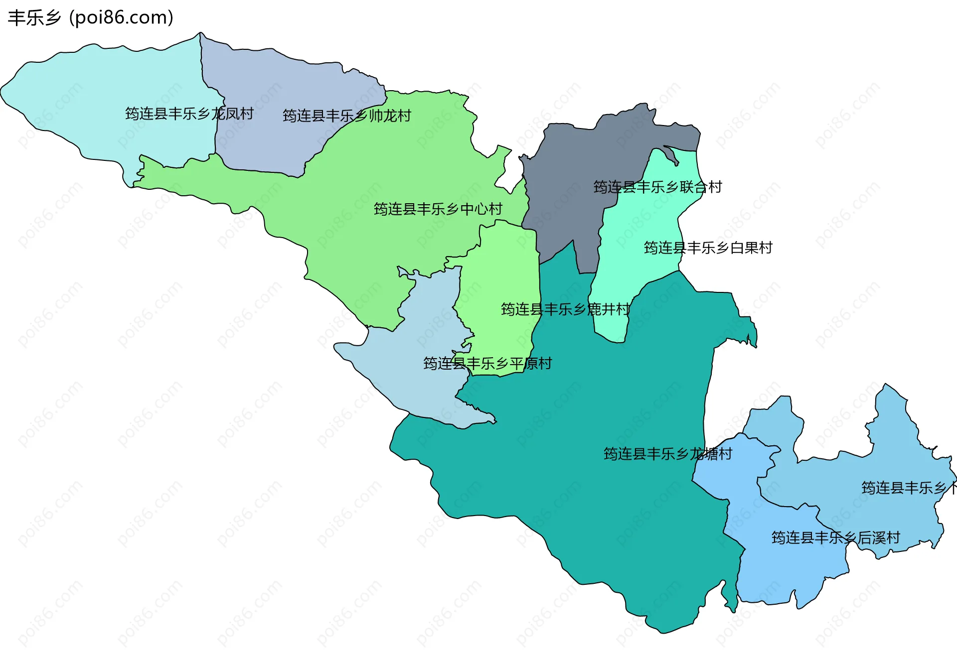 丰乐乡边界地图(五级行政区划)