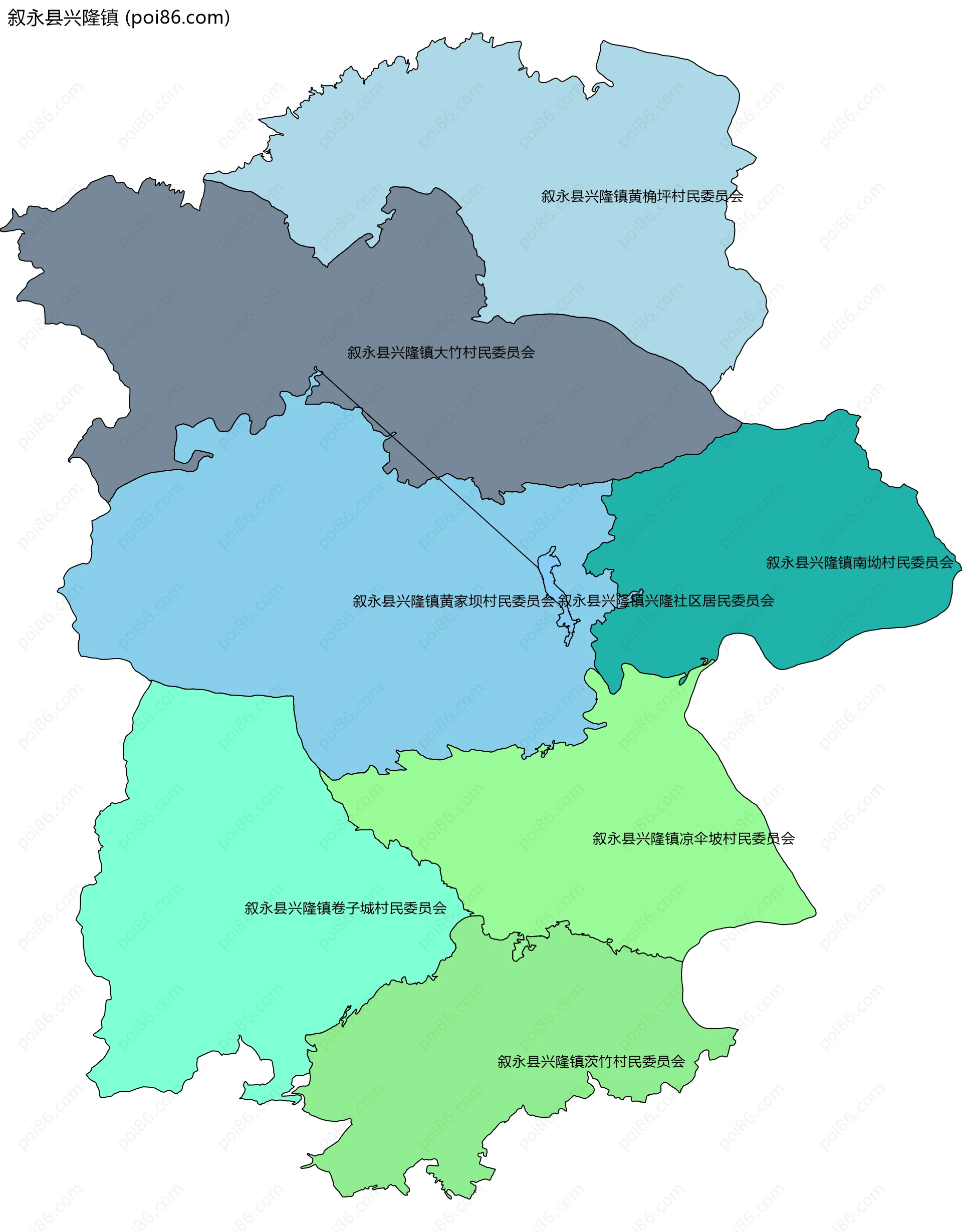 叙永县兴隆镇边界地图(五级行政区划)