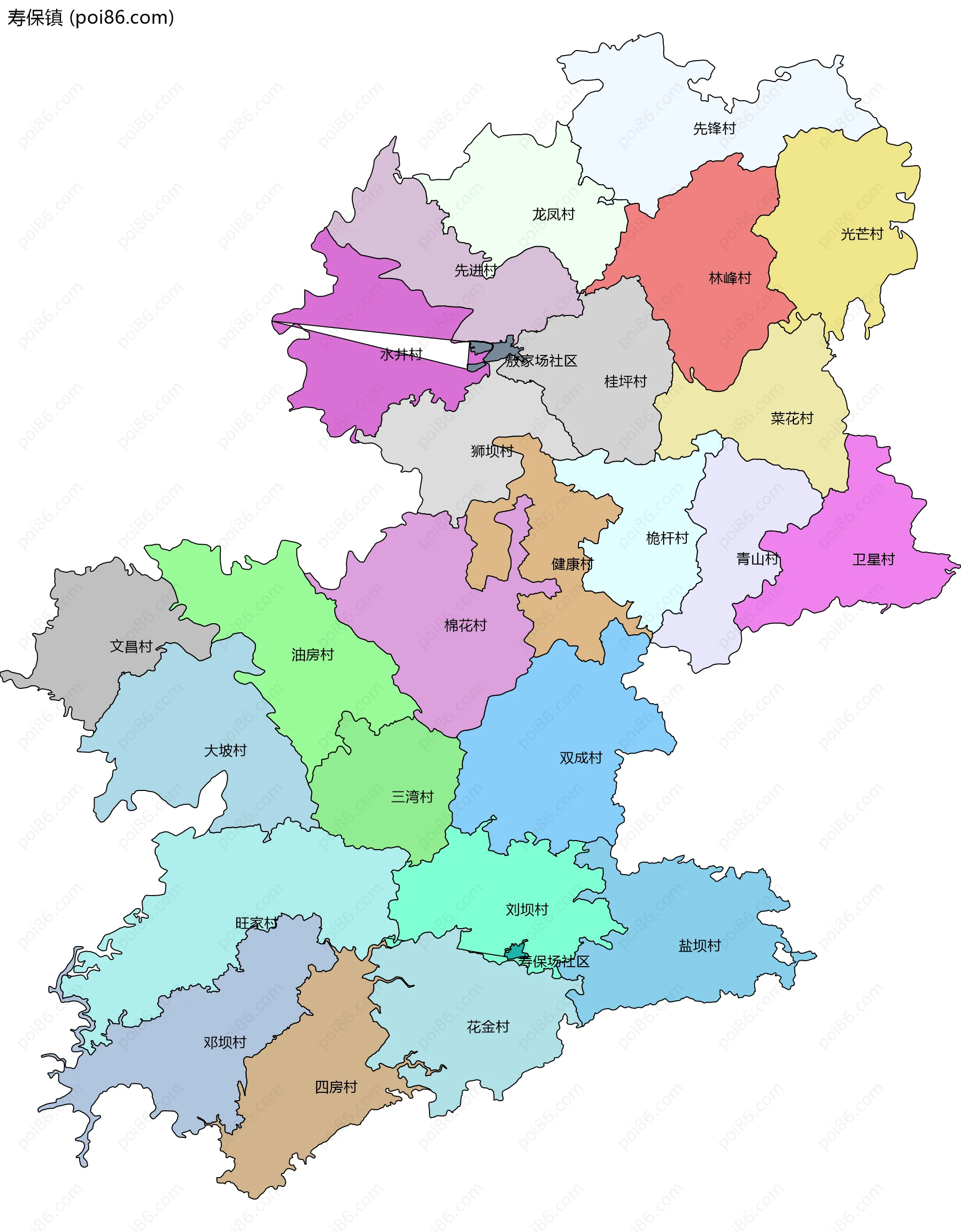 寿保镇边界地图(五级行政区划)