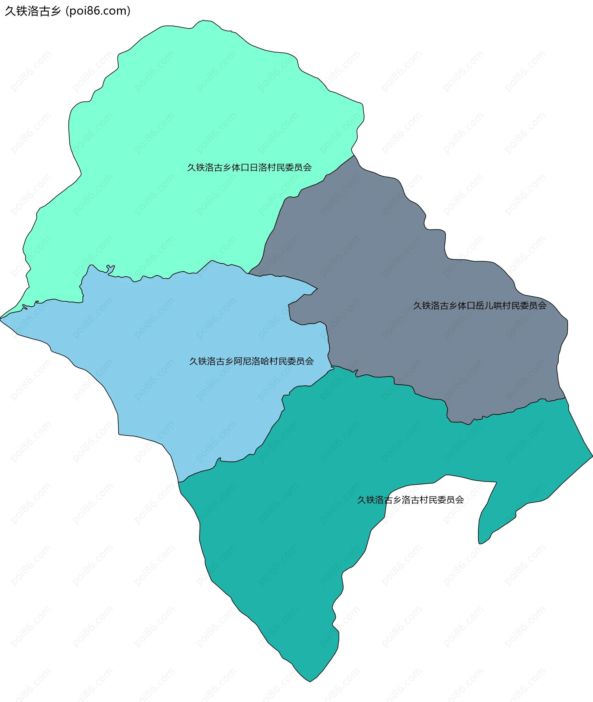 久铁洛古乡边界地图(五级行政区划)