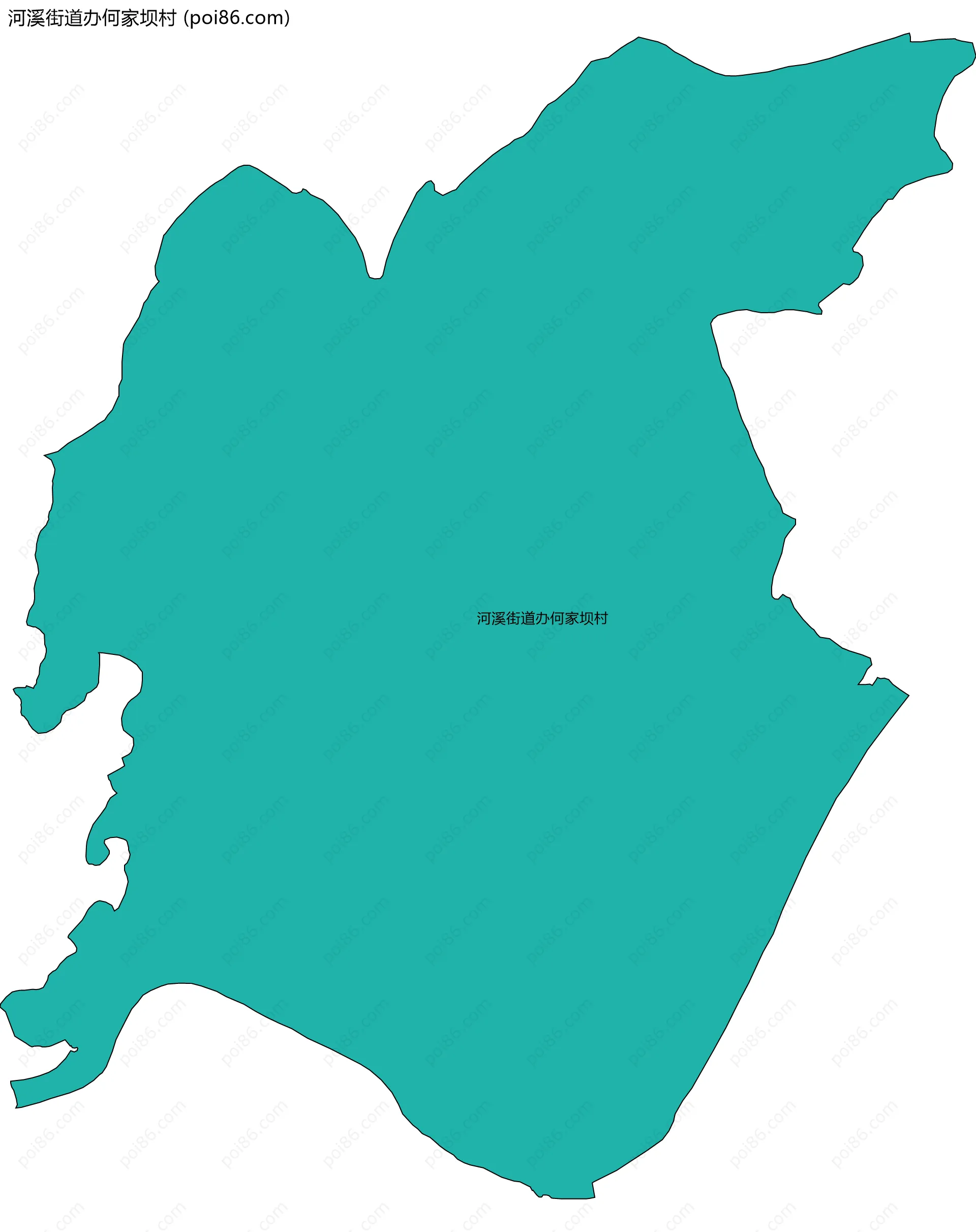 河溪街道办何家坝村边界地图
