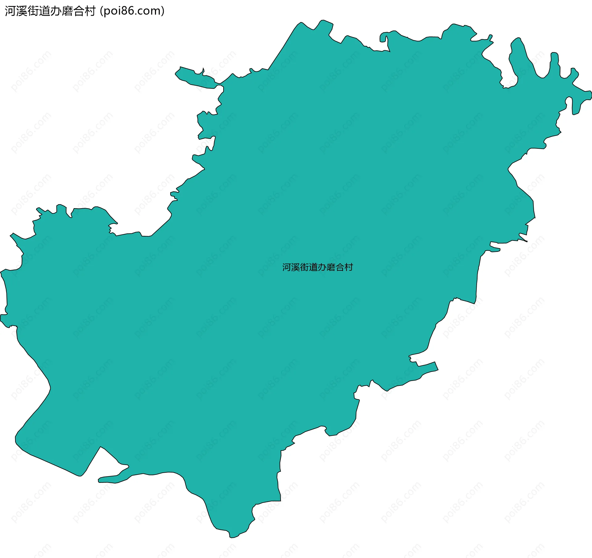 河溪街道办磨合村边界地图