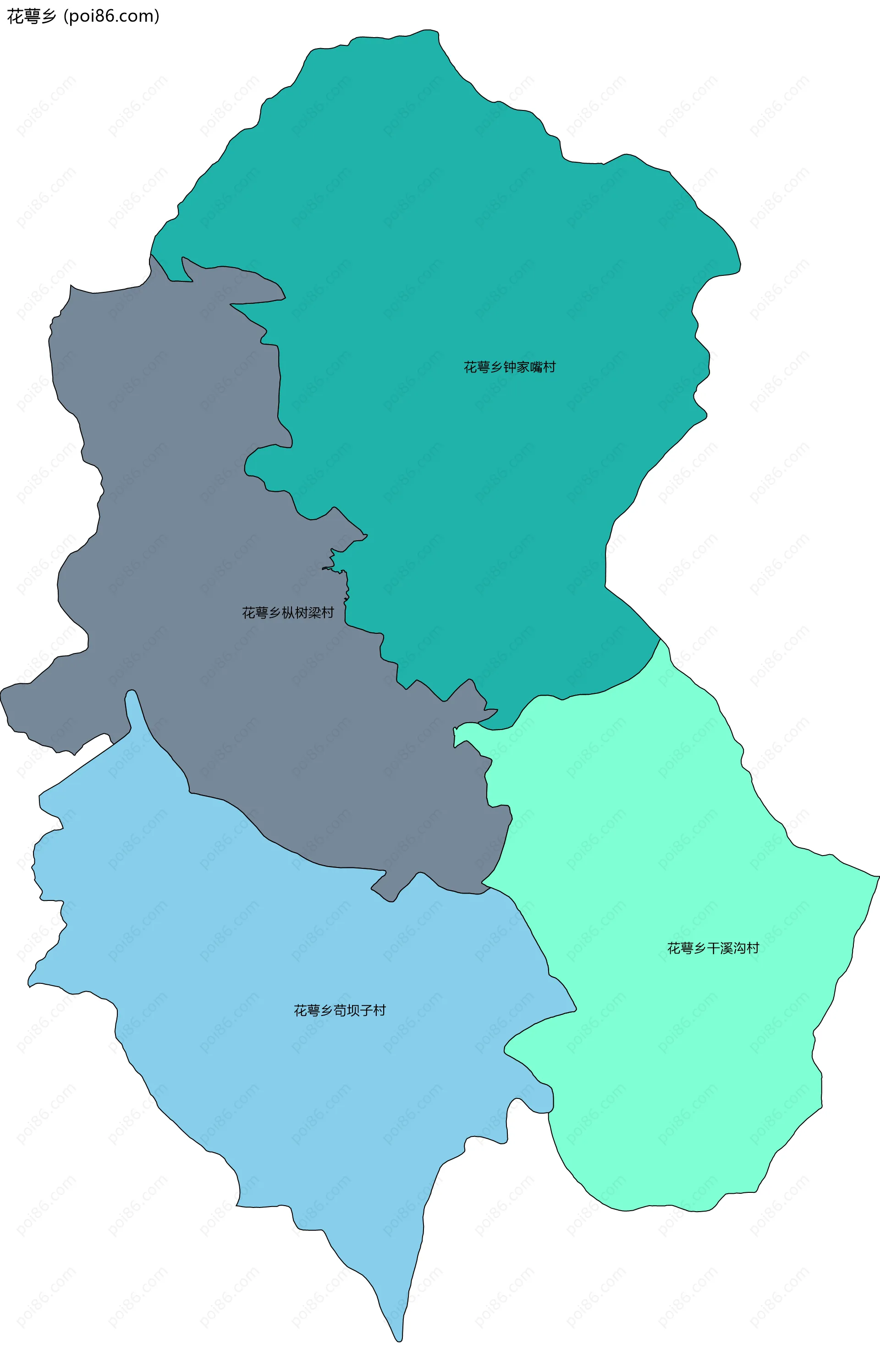 花萼乡边界地图(五级行政区划)