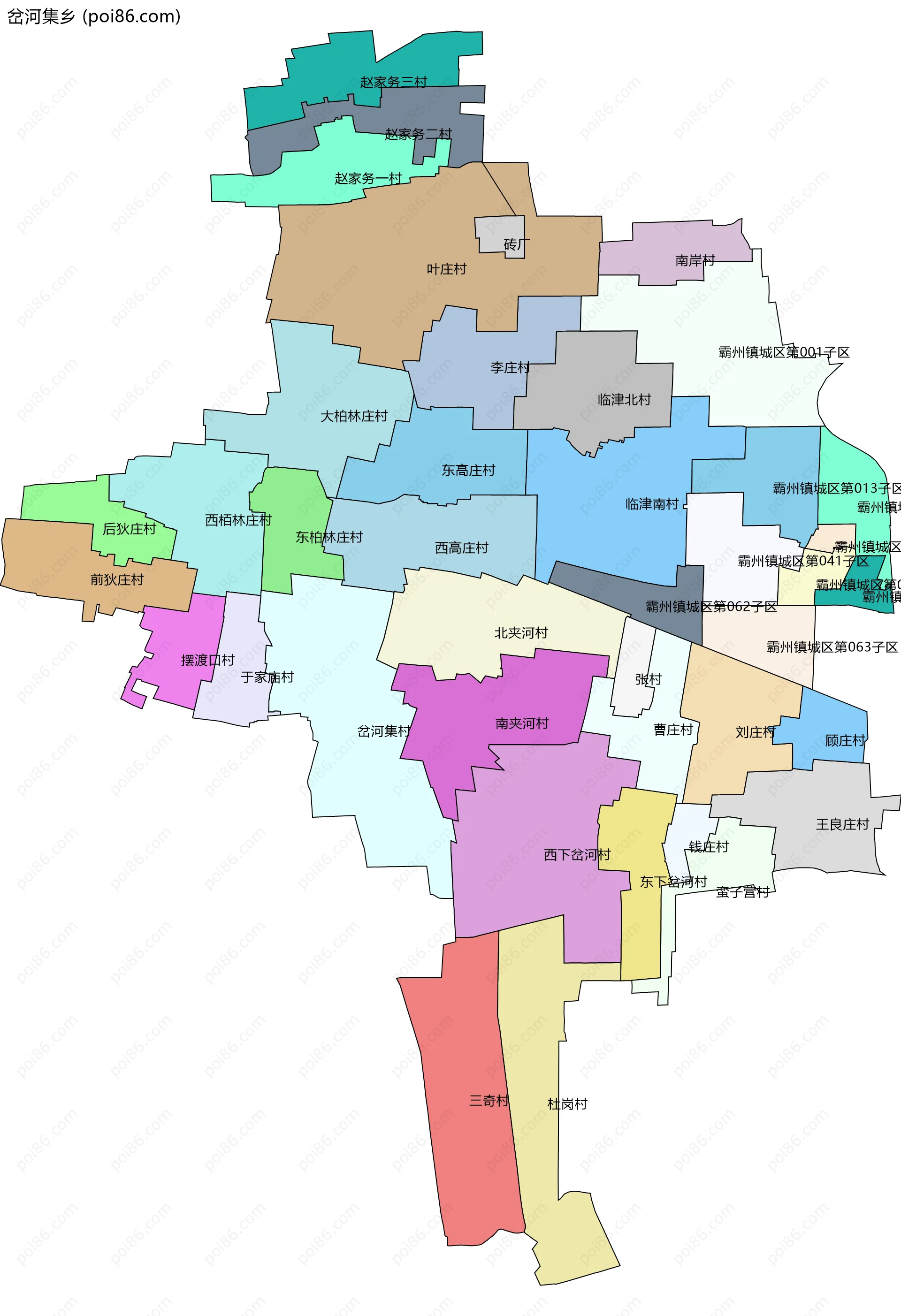 岔河集乡边界地图(五级行政区划)