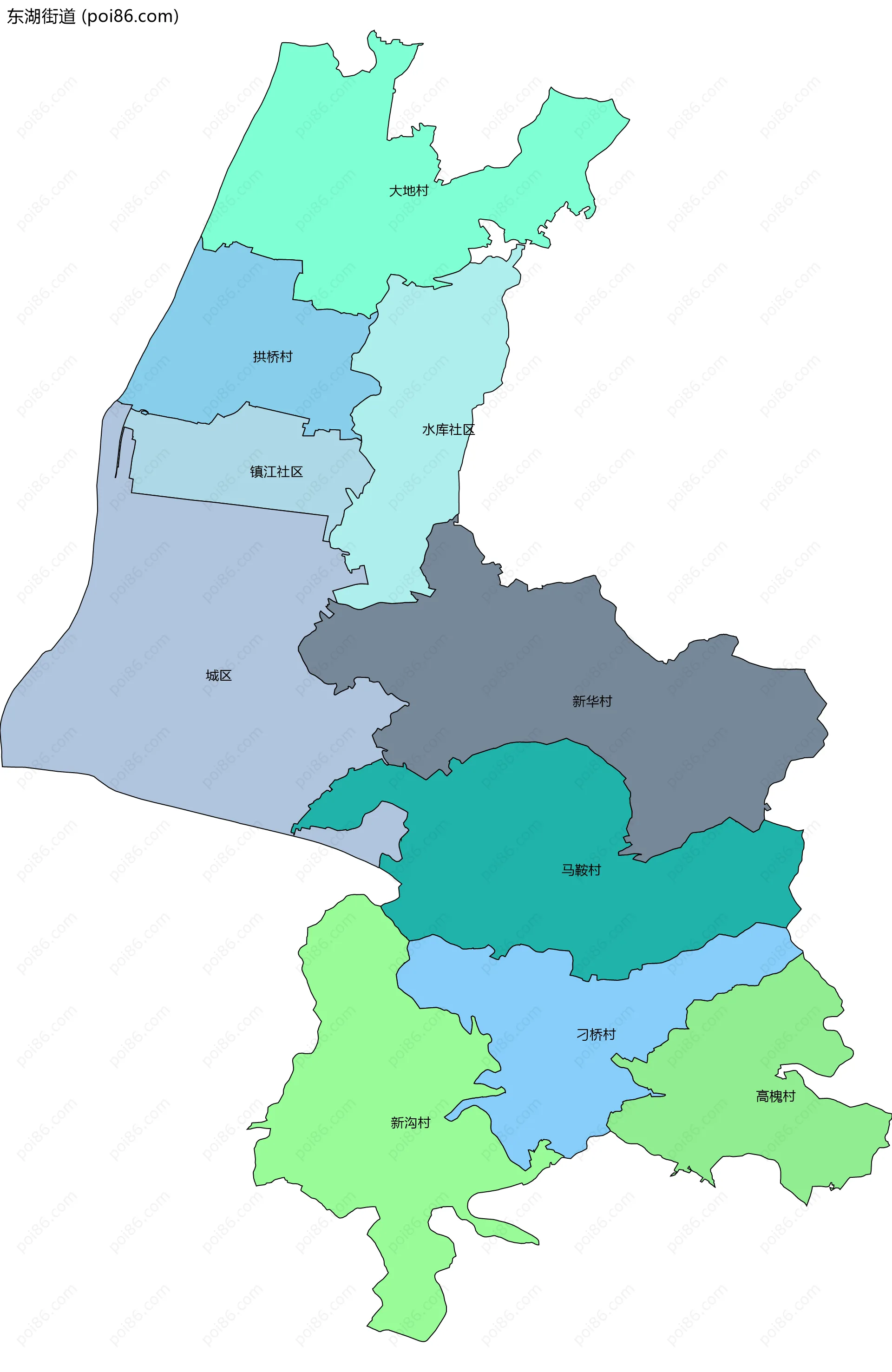 东湖街道边界地图(五级行政区划)