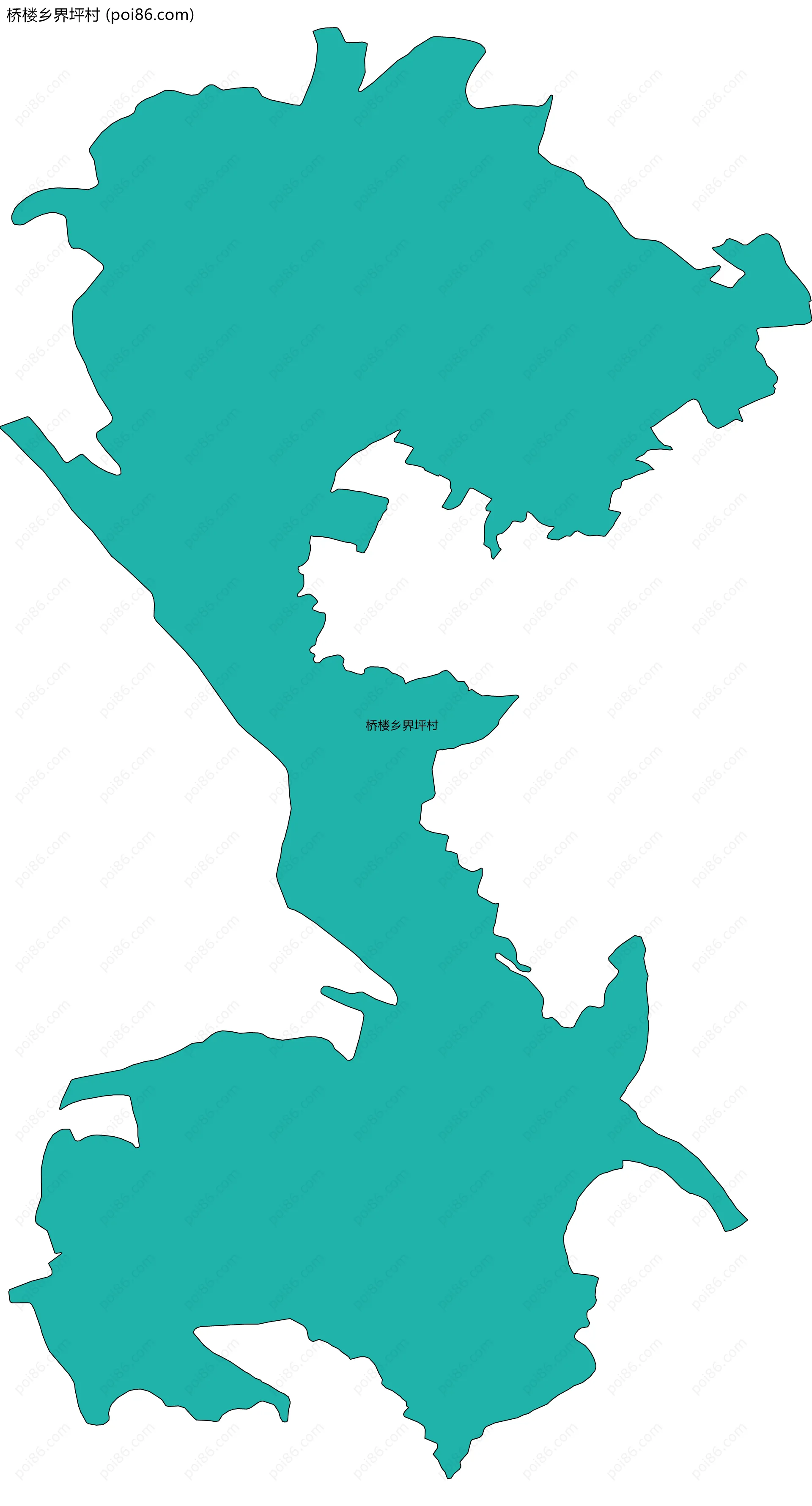 桥楼乡界坪村边界地图