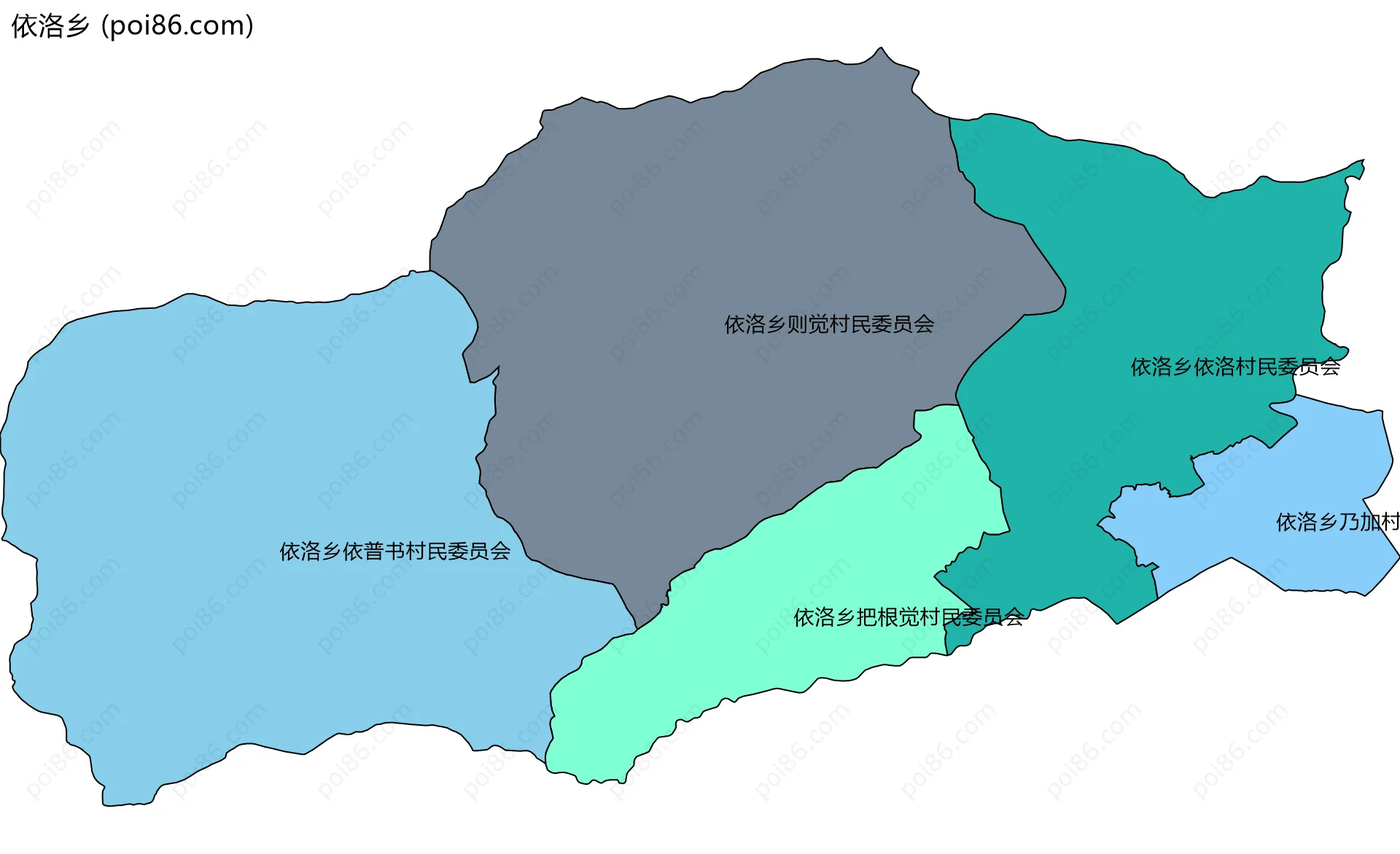 依洛乡边界地图(五级行政区划)