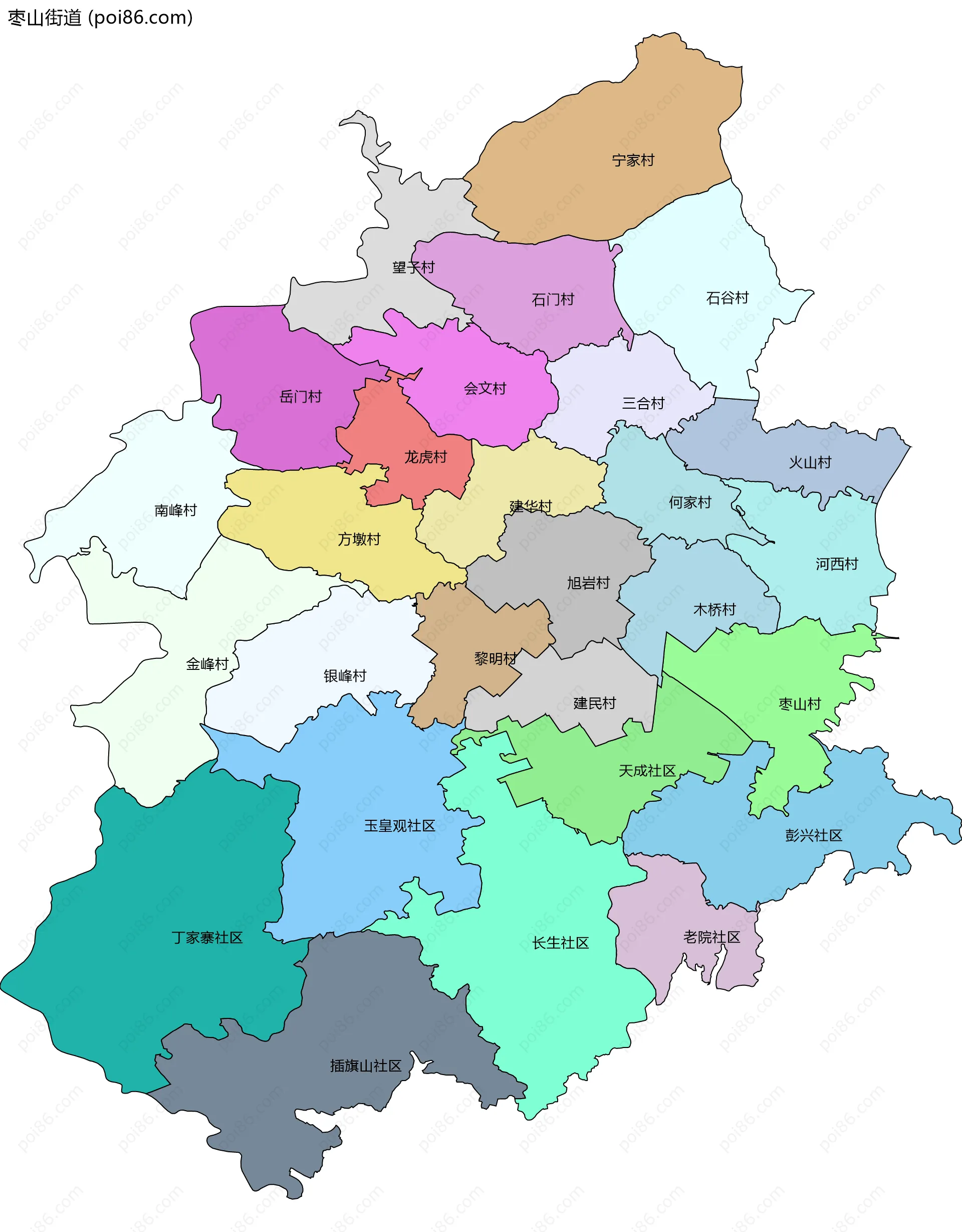 枣山街道边界地图(五级行政区划)