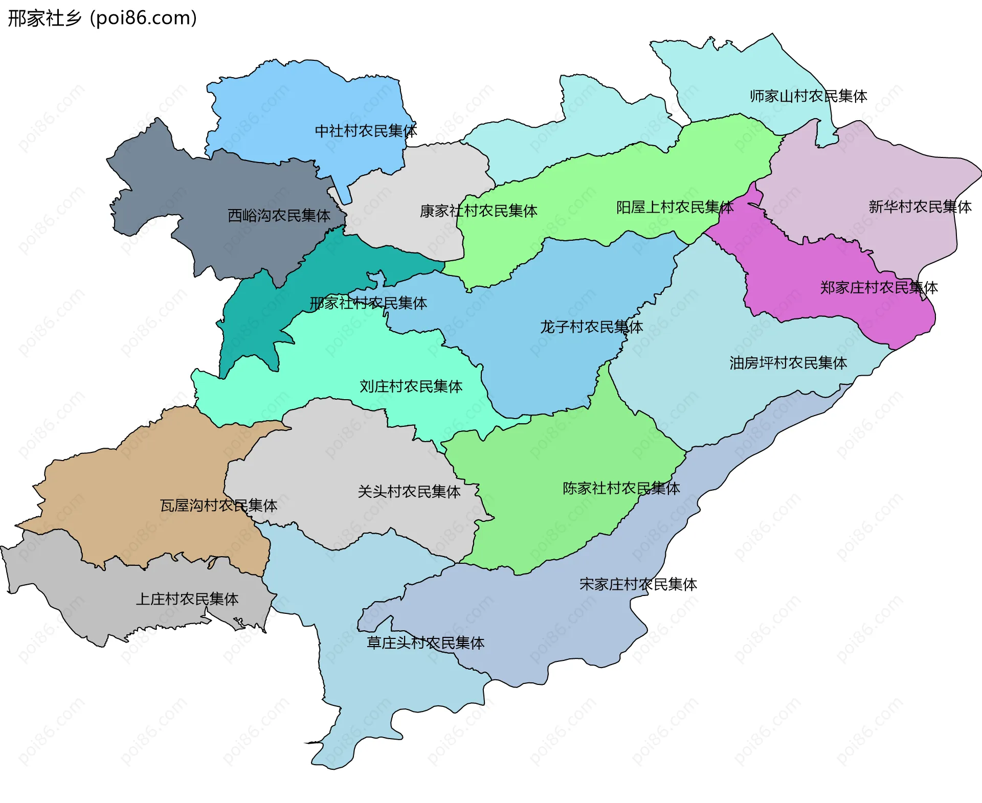 邢家社乡边界地图(五级行政区划)