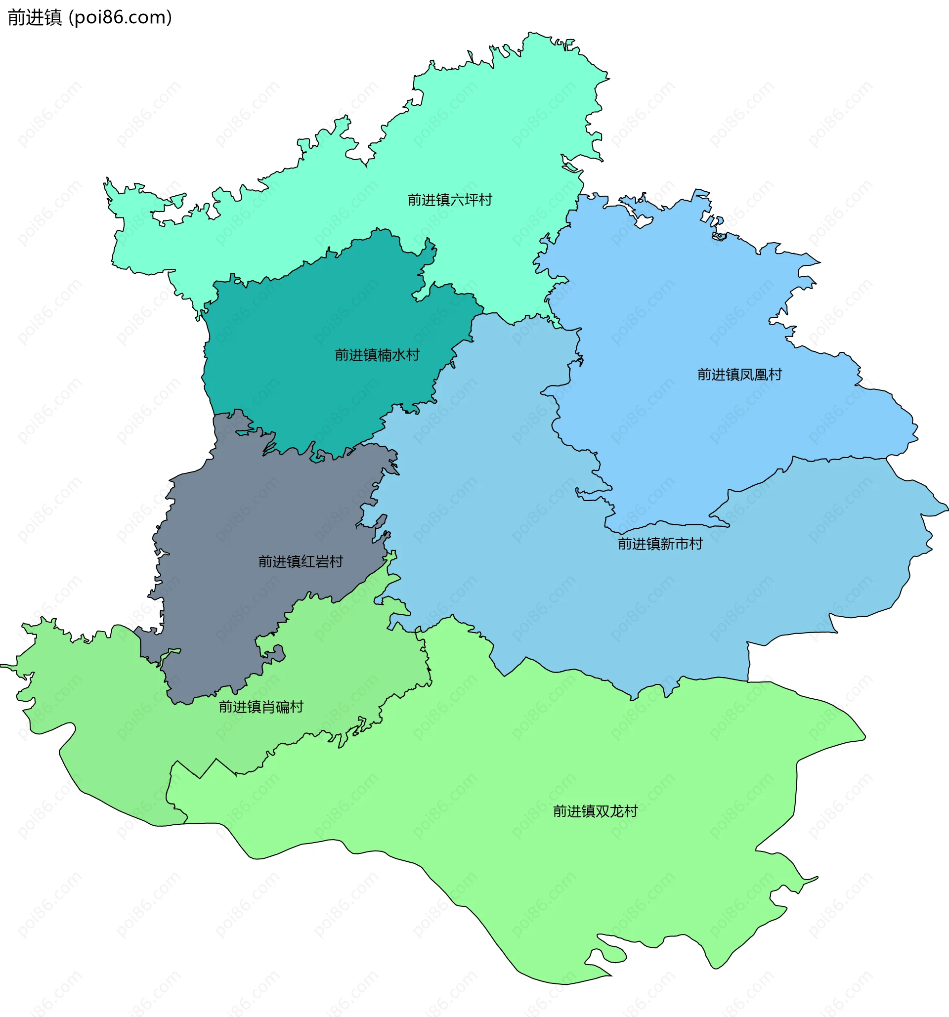 前进镇边界地图(五级行政区划)