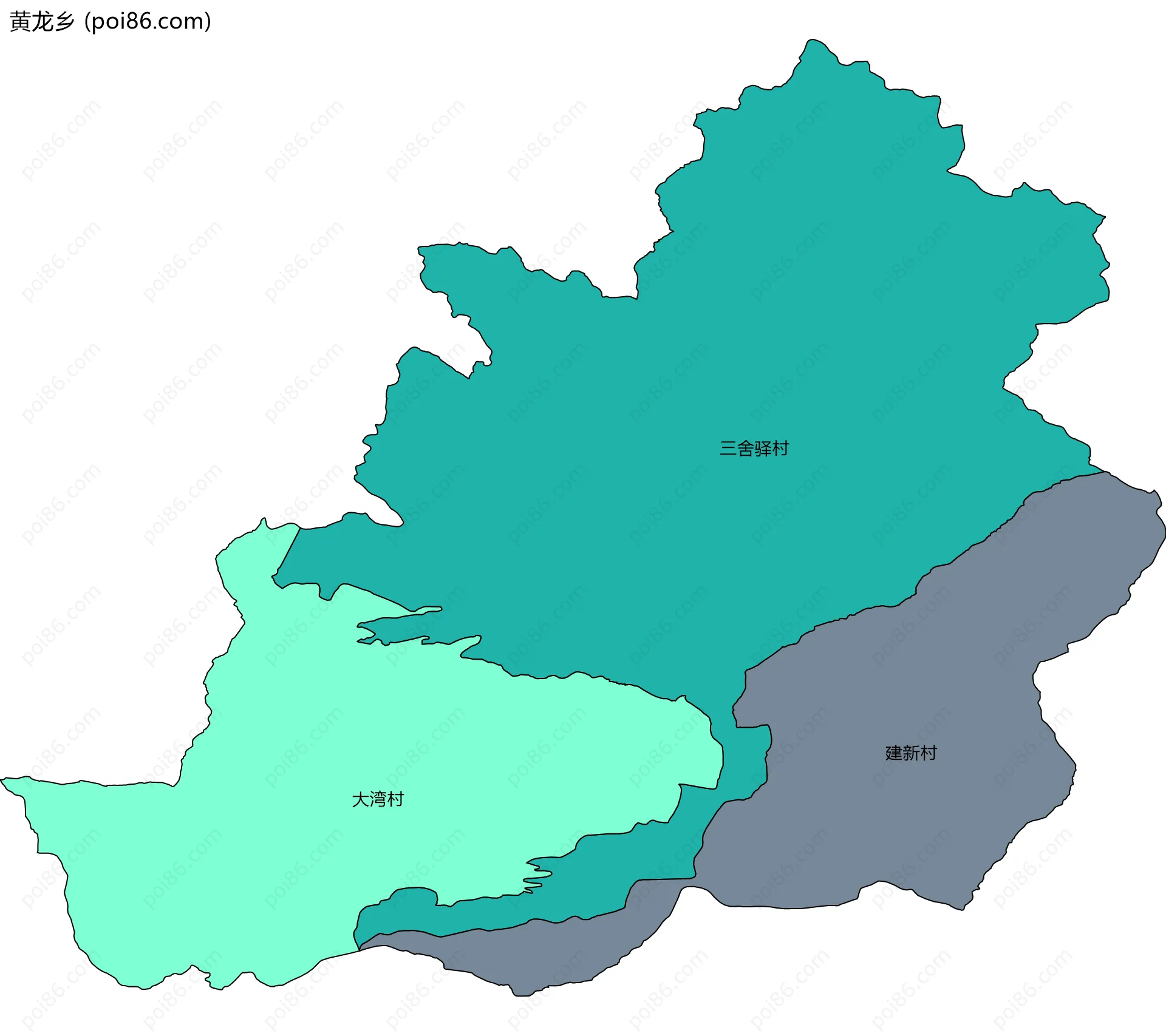 黄龙乡边界地图(五级行政区划)