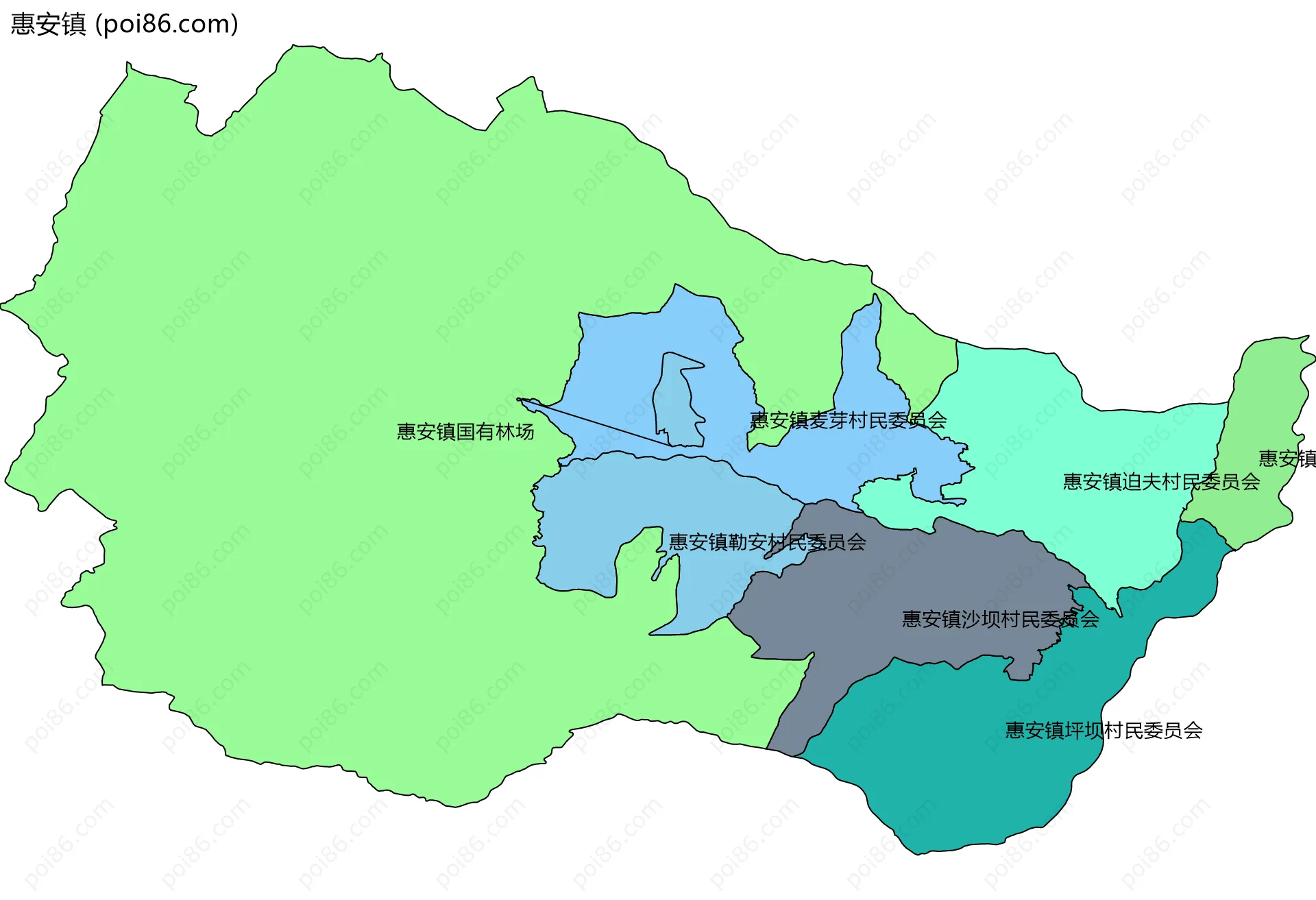惠安镇边界地图(五级行政区划)
