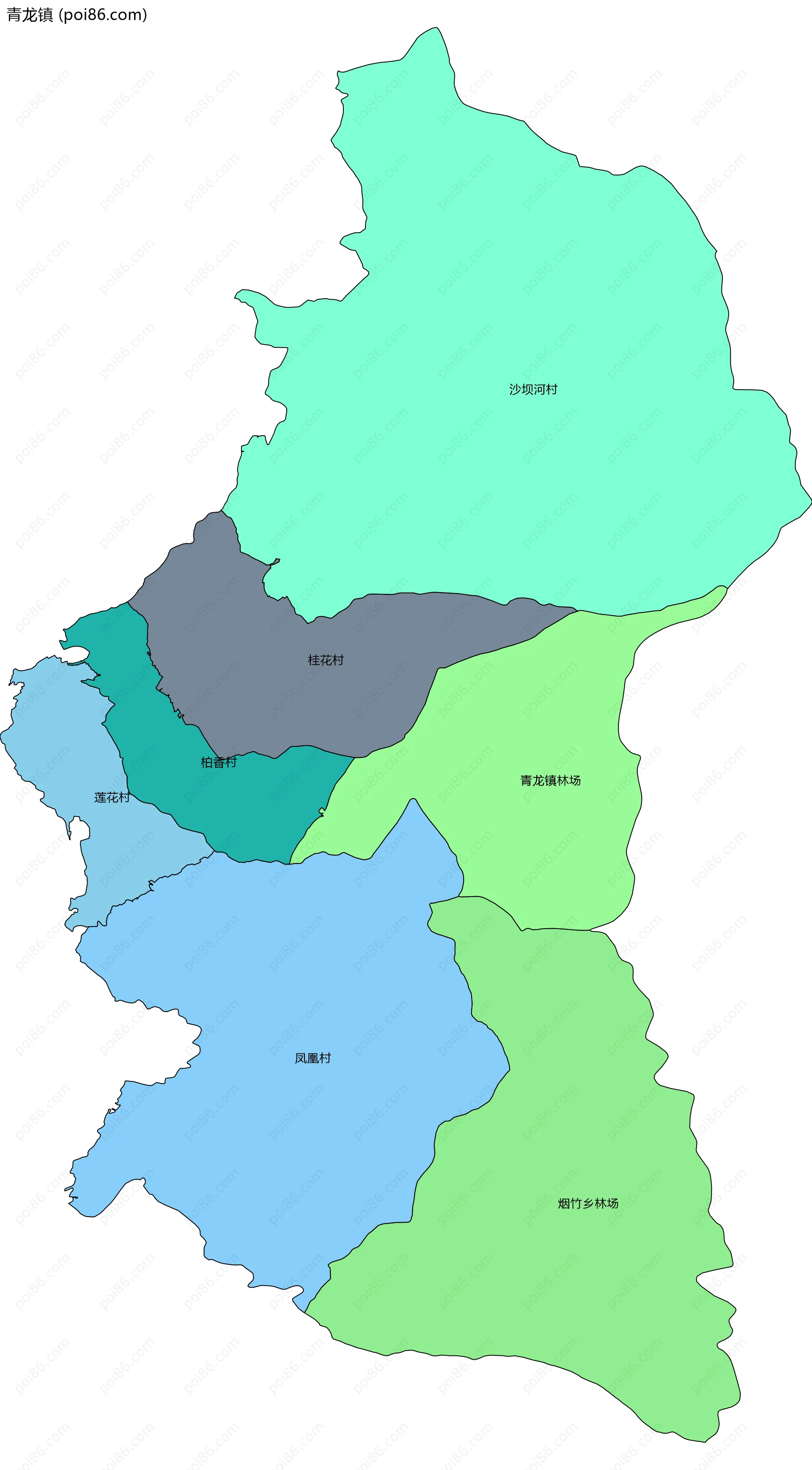 青龙镇边界地图(五级行政区划)