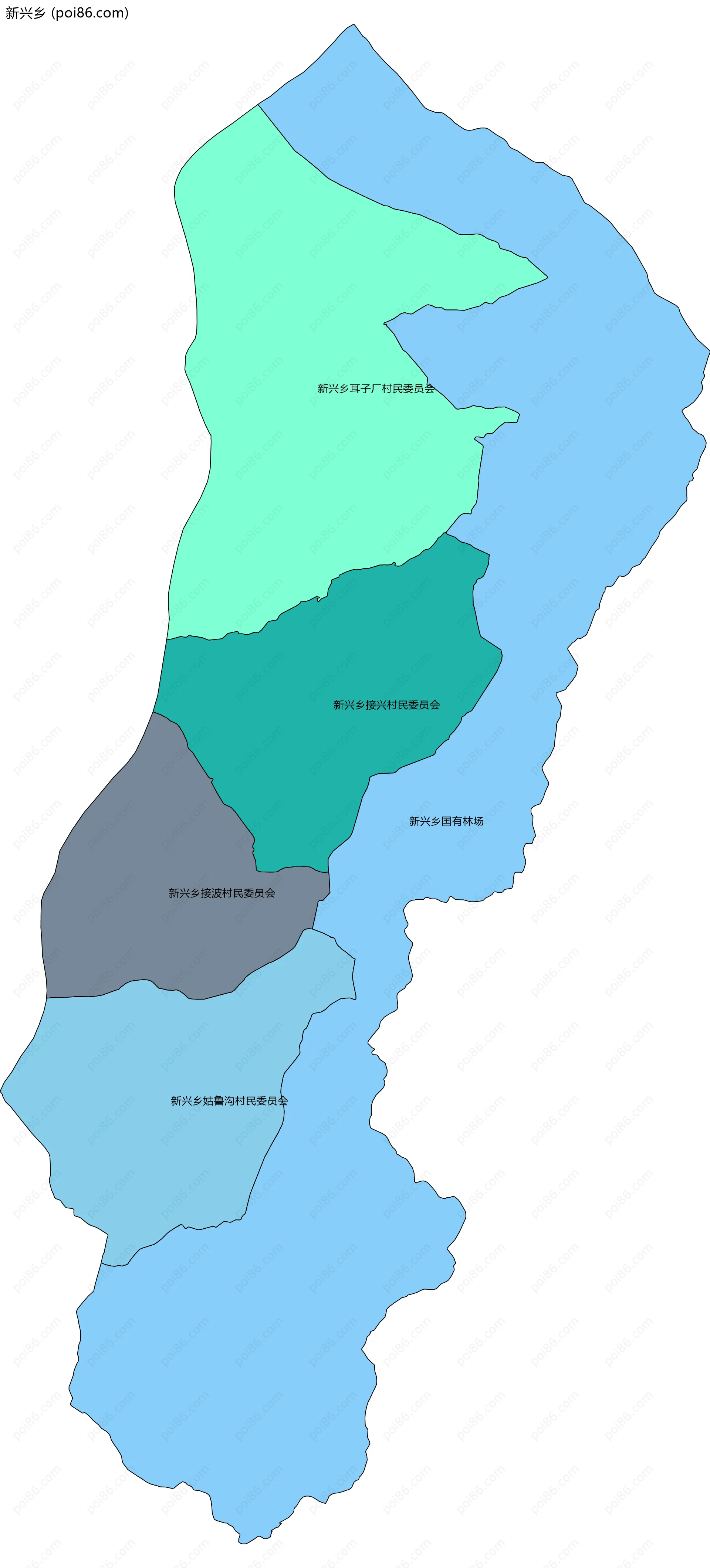 新兴乡边界地图(五级行政区划)