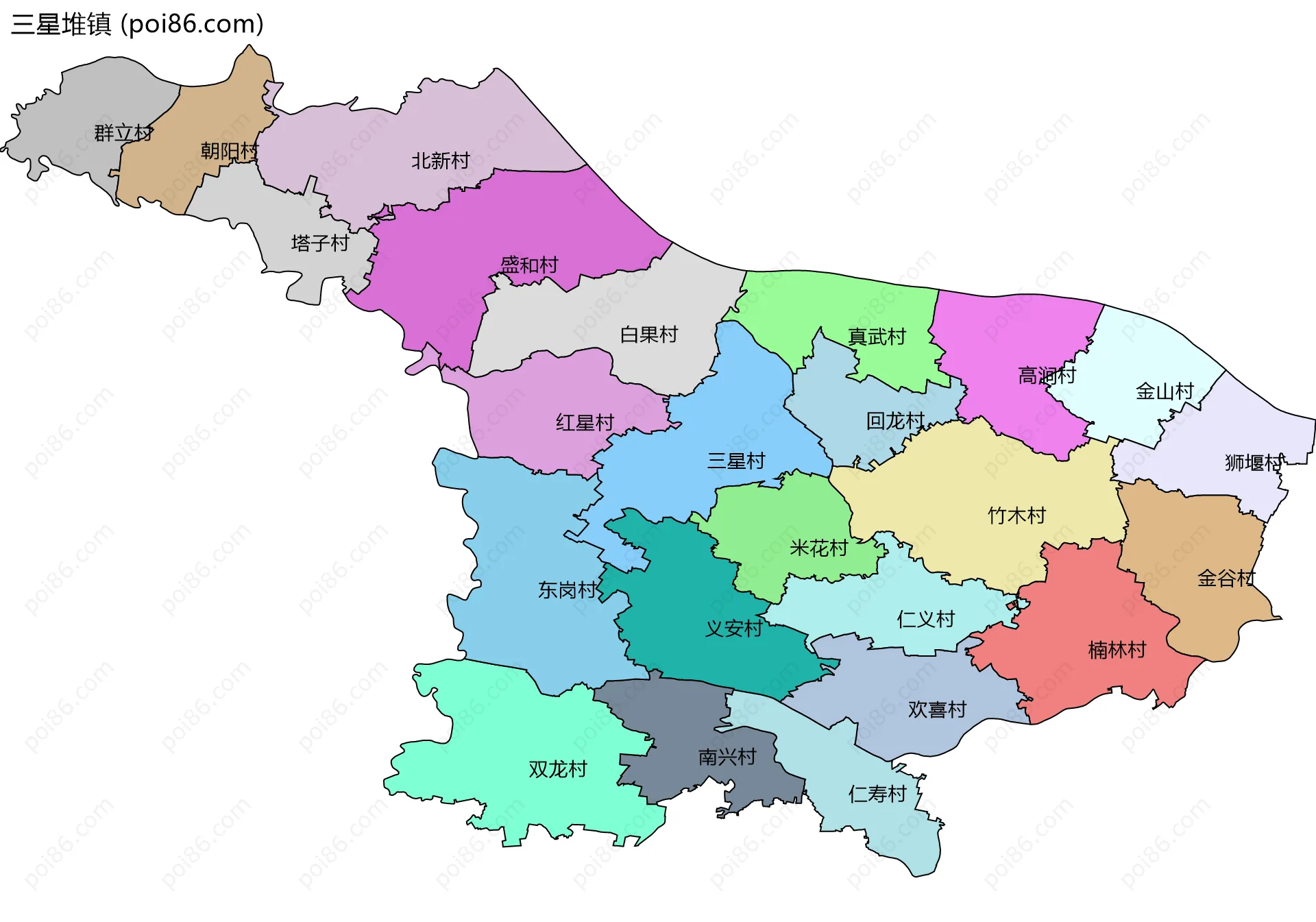 三星堆镇边界地图(五级行政区划)