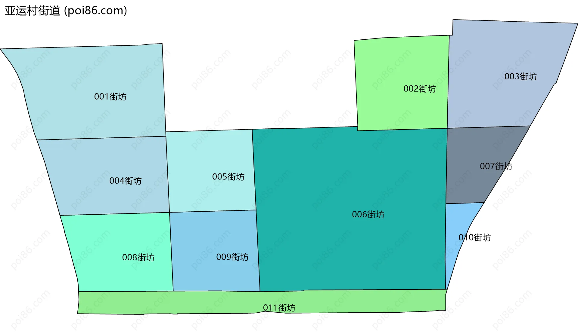 亚运村街道边界地图(五级行政区划)