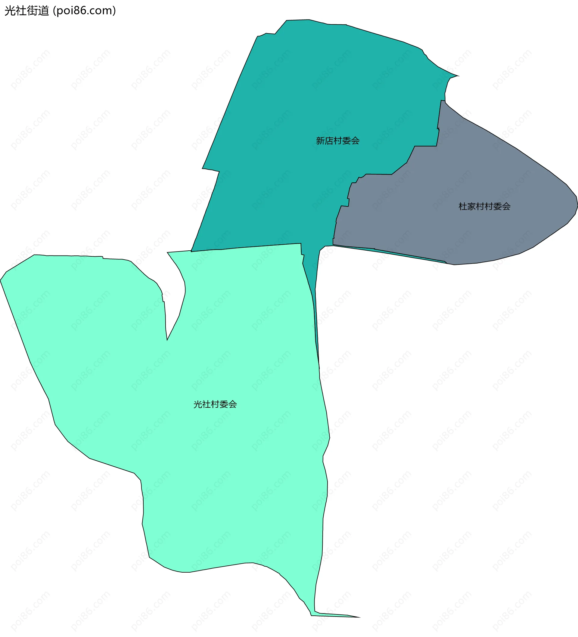 光社街道边界地图(五级行政区划)
