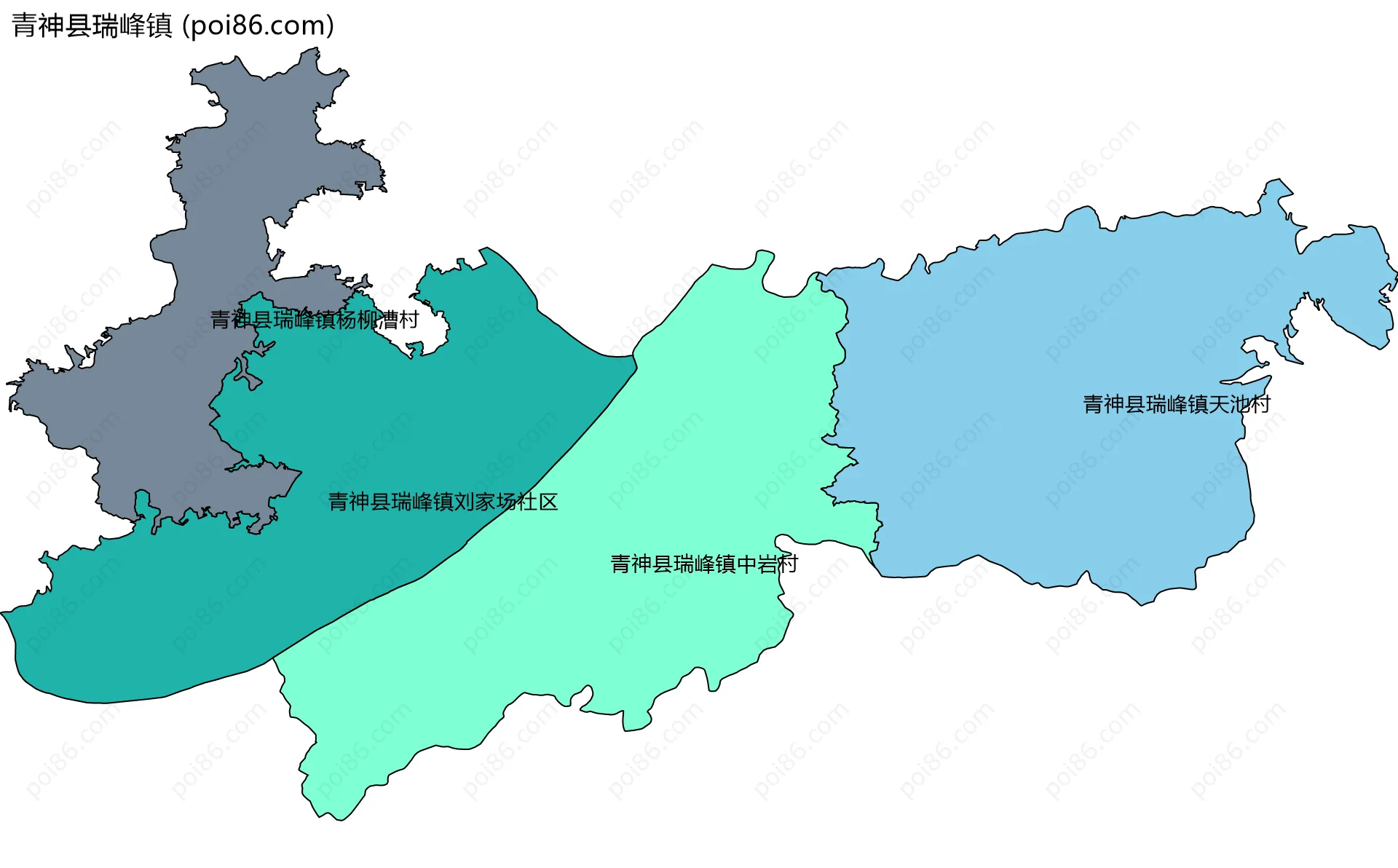 青神县瑞峰镇边界地图(五级行政区划)