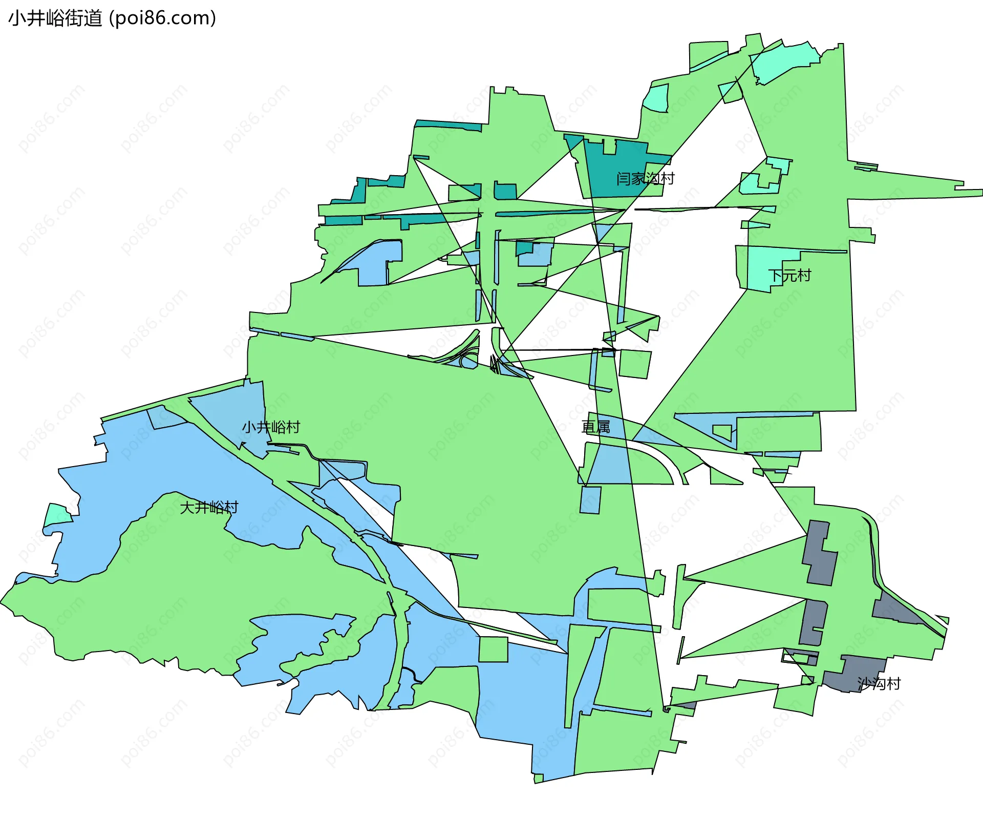 小井峪街道边界地图(五级行政区划)