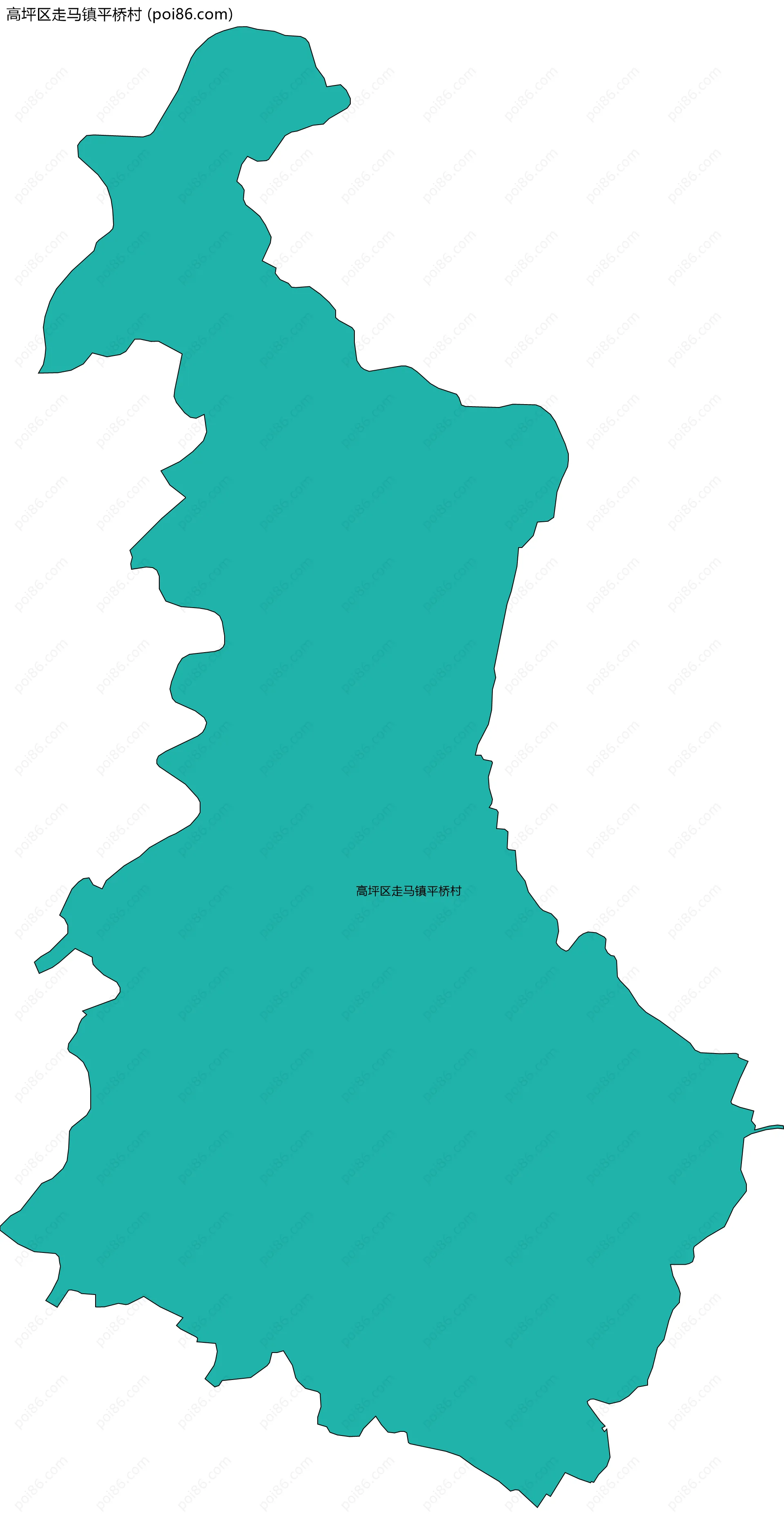 高坪区走马镇平桥村边界地图