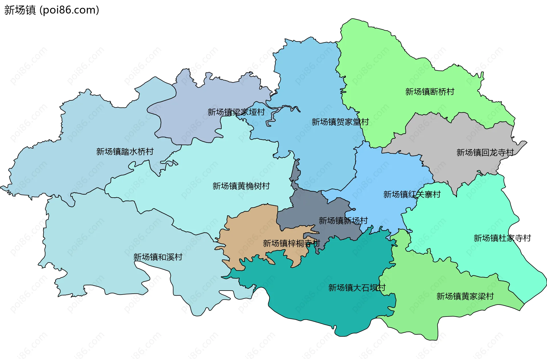 新场镇边界地图(五级行政区划)