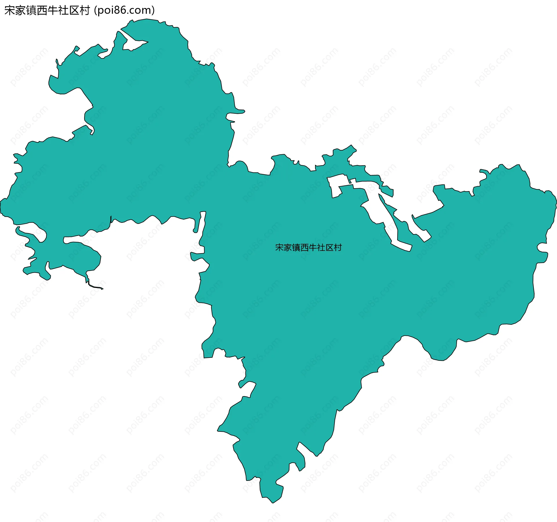 宋家镇西牛社区村边界地图