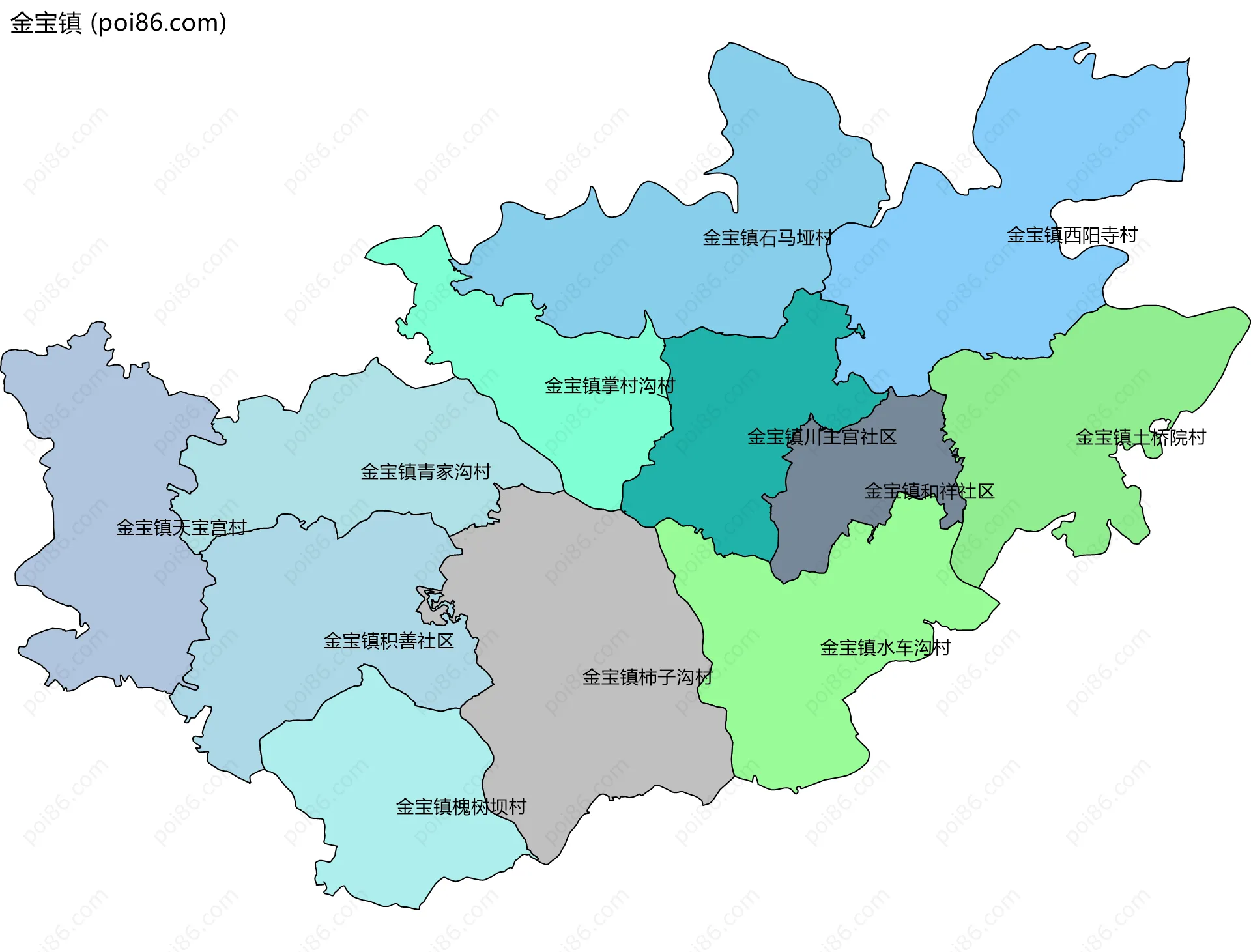 金宝镇边界地图(五级行政区划)