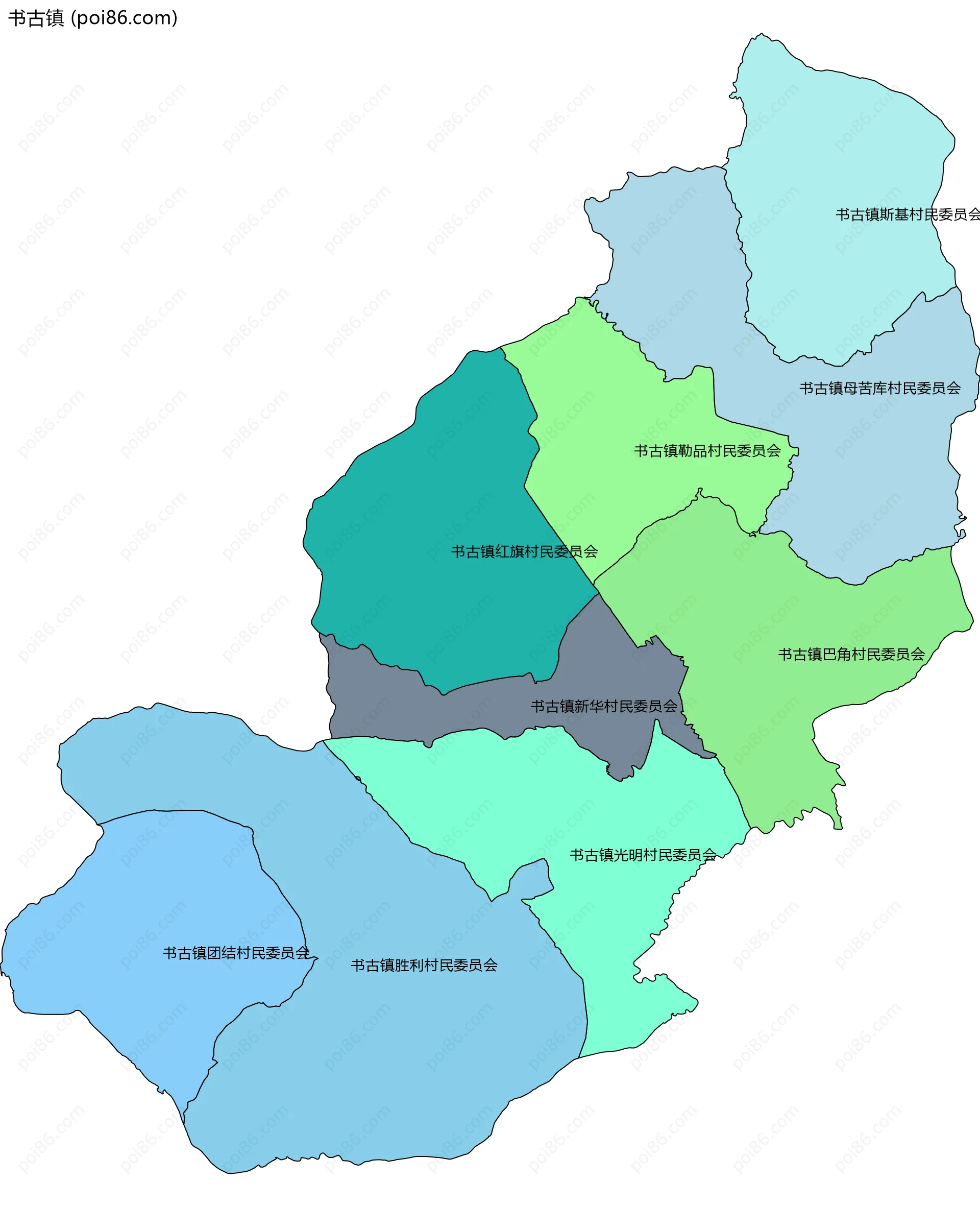 书古镇边界地图(五级行政区划)