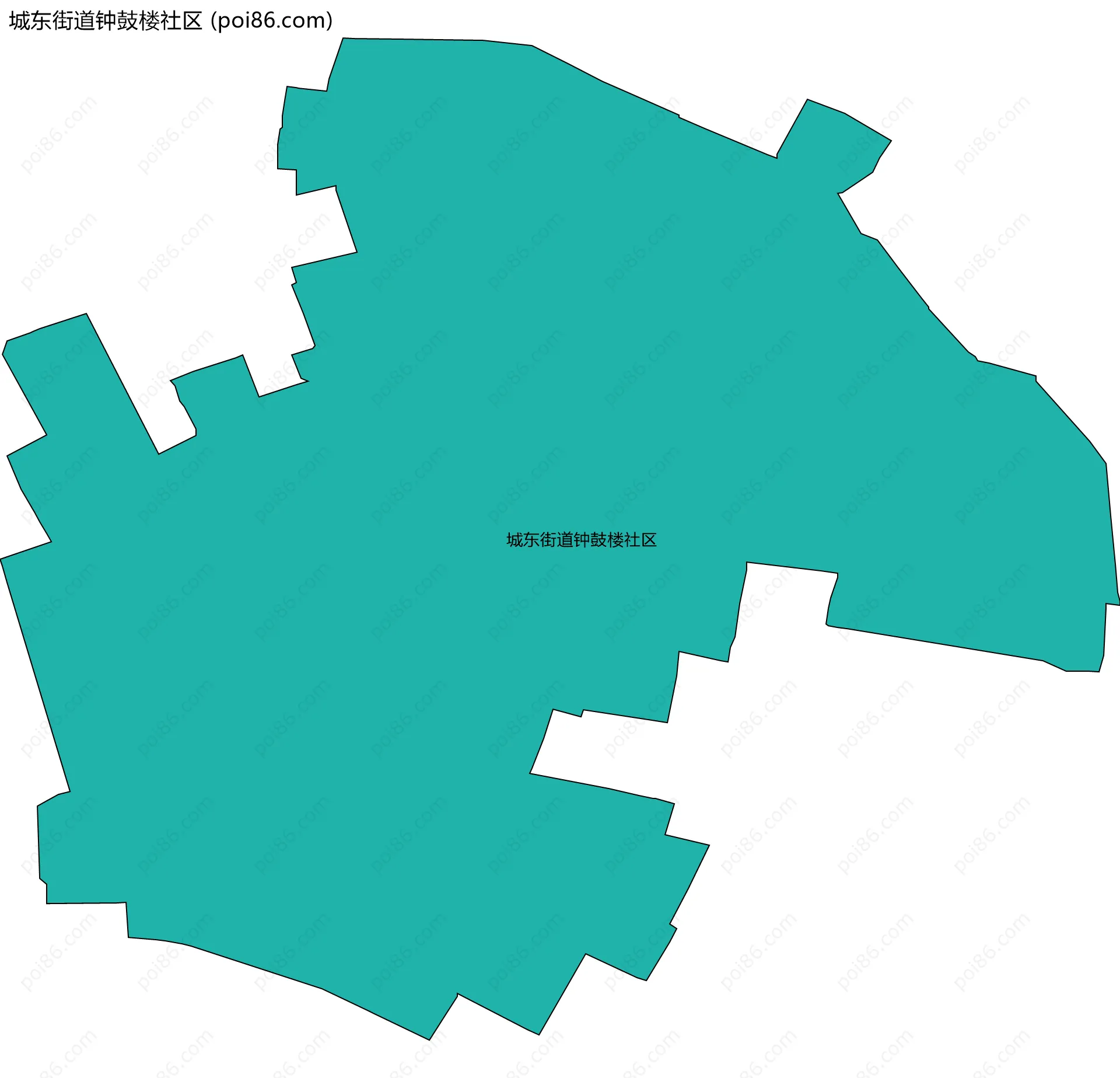 城东街道钟鼓楼社区边界地图