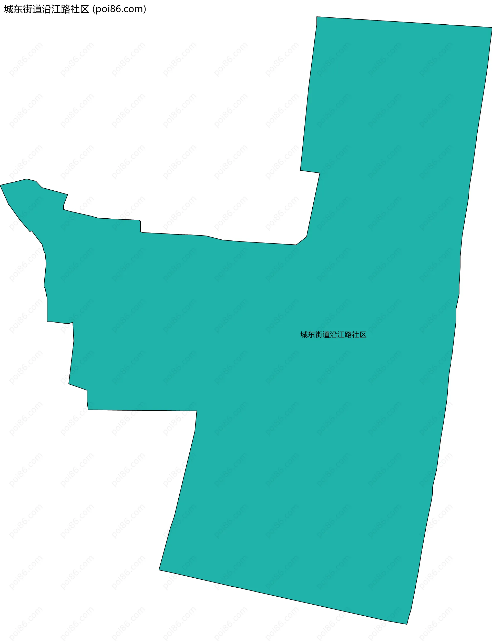 城东街道沿江路社区边界地图