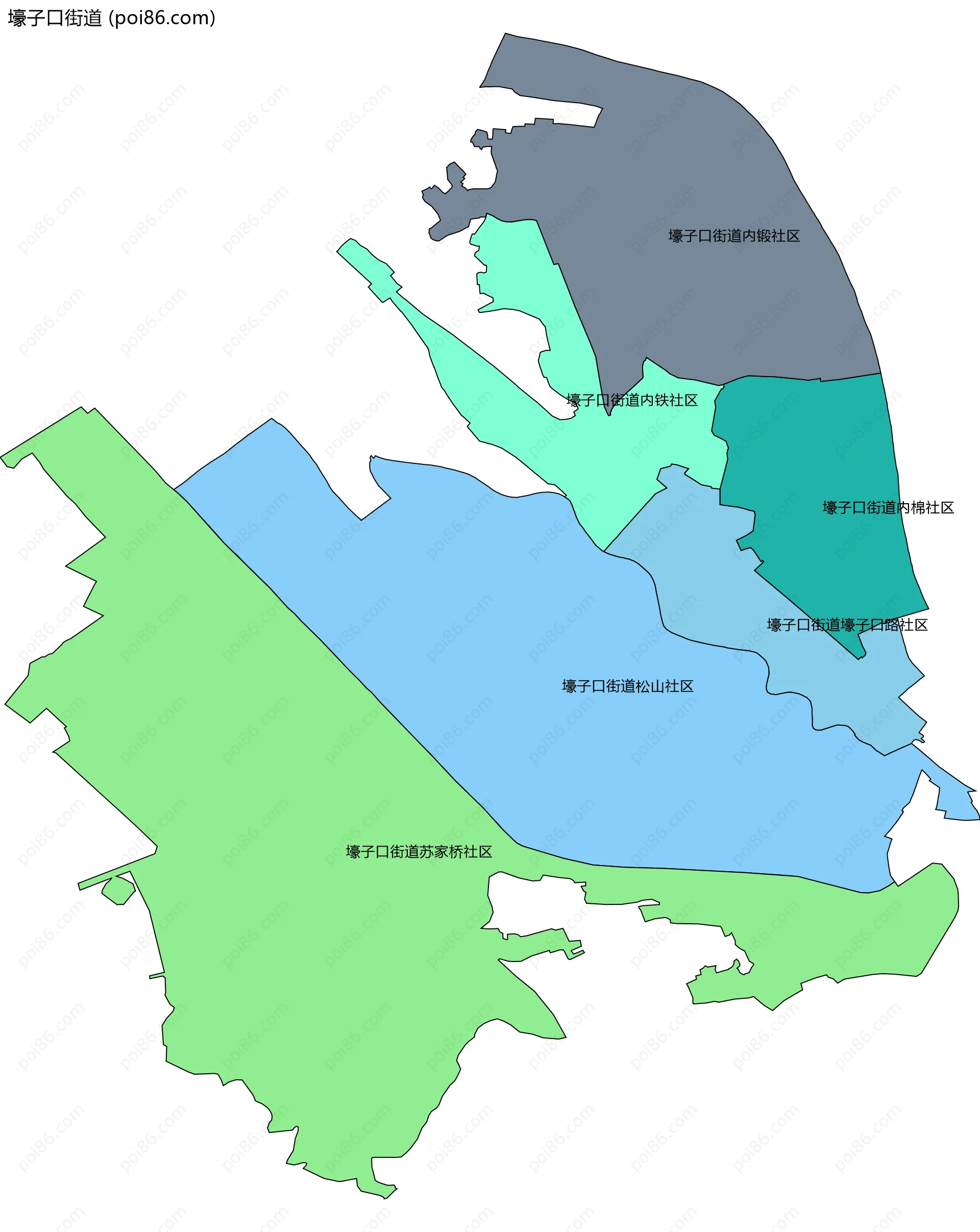壕子口街道边界地图(五级行政区划)