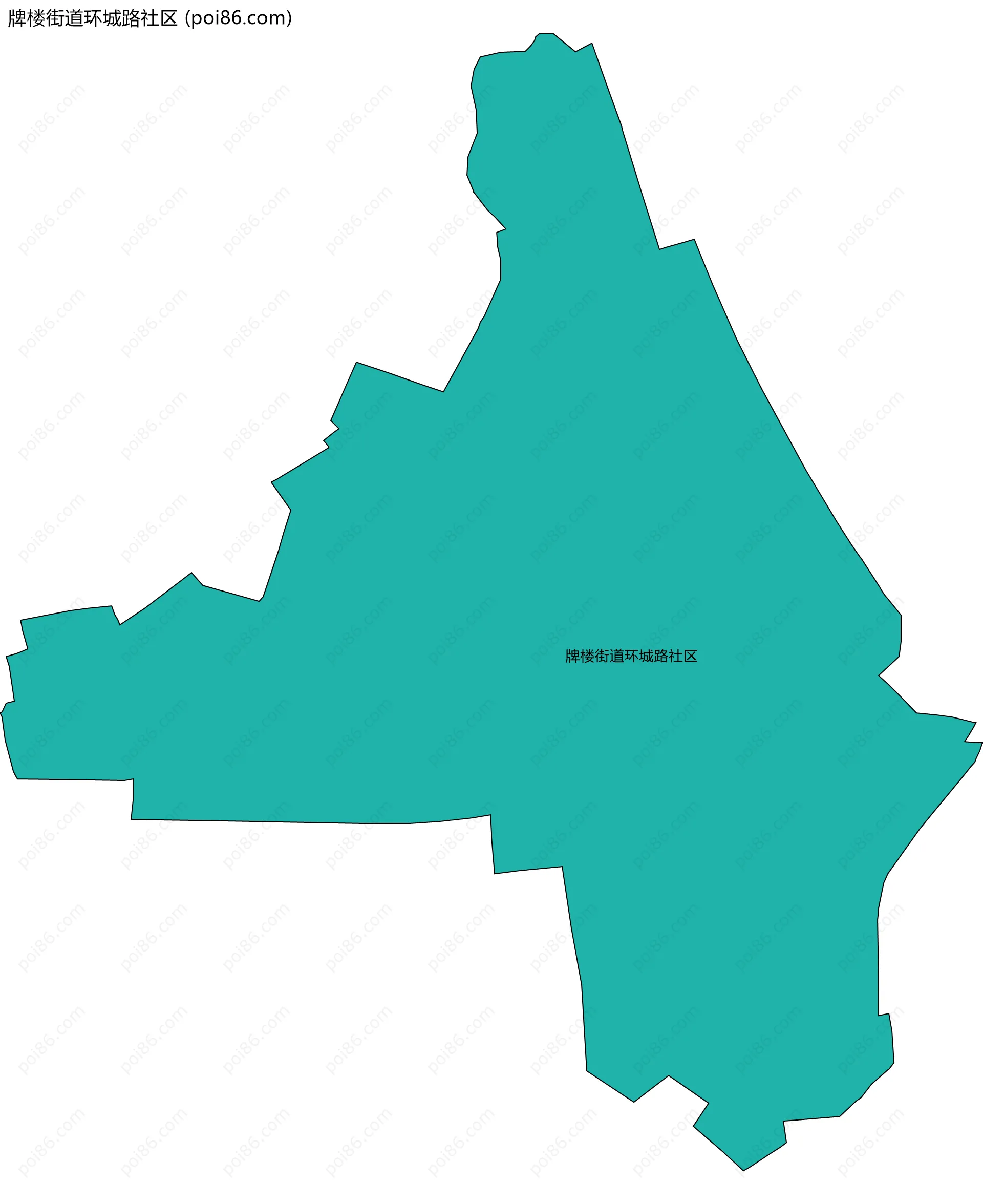 牌楼街道环城路社区边界地图