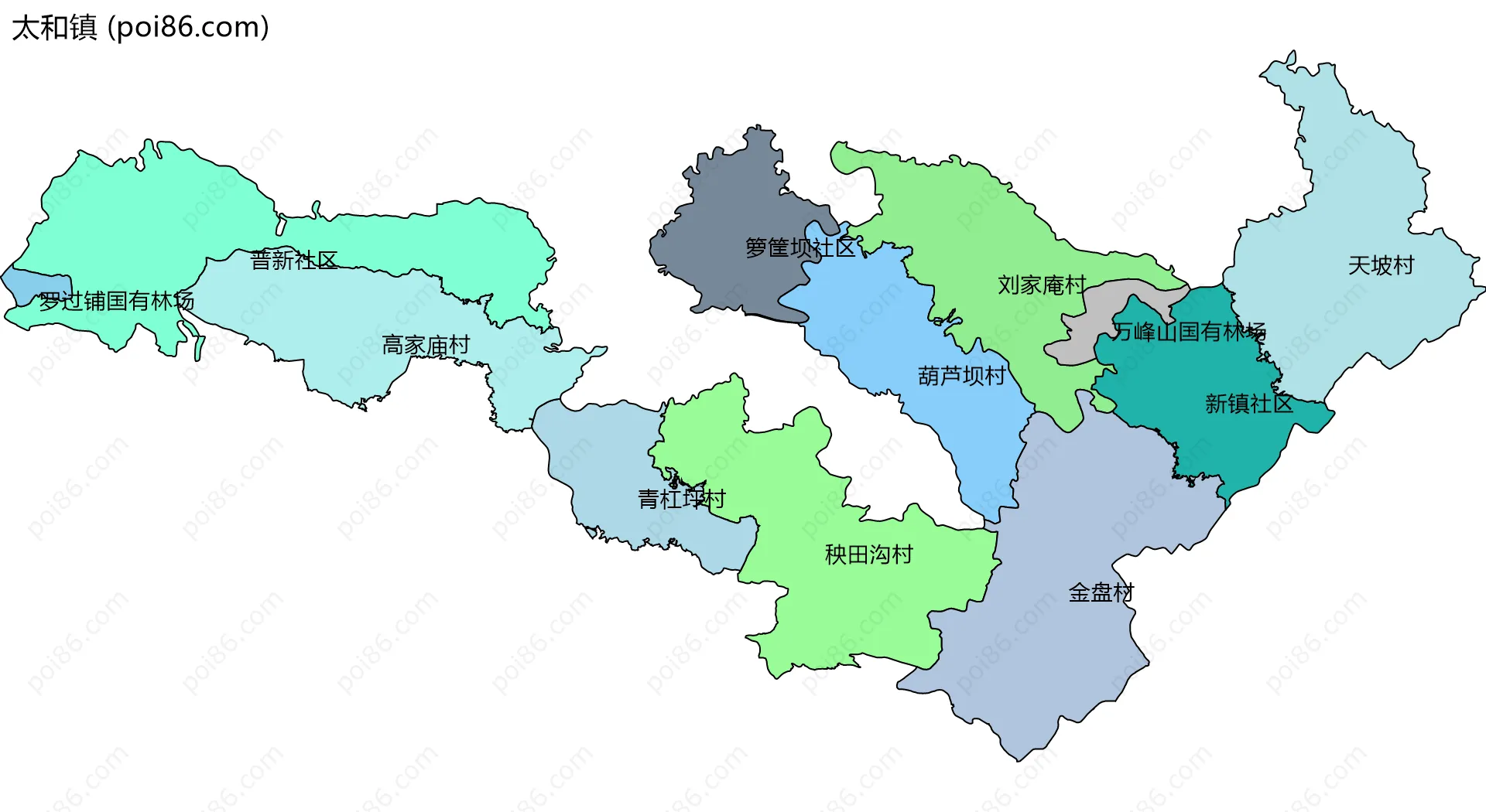 太和镇边界地图(五级行政区划)