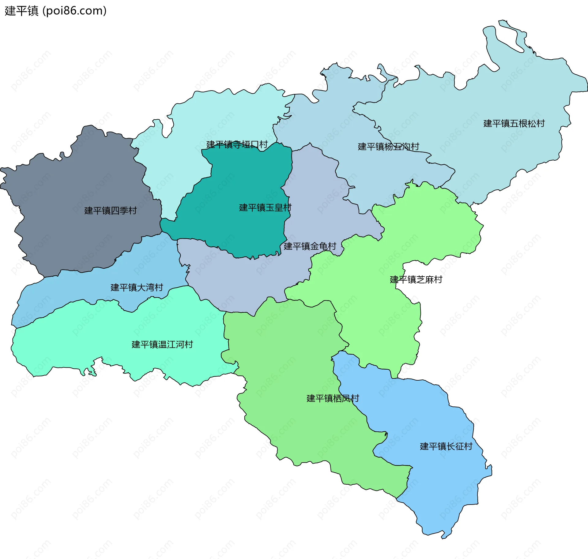 建平镇边界地图(五级行政区划)