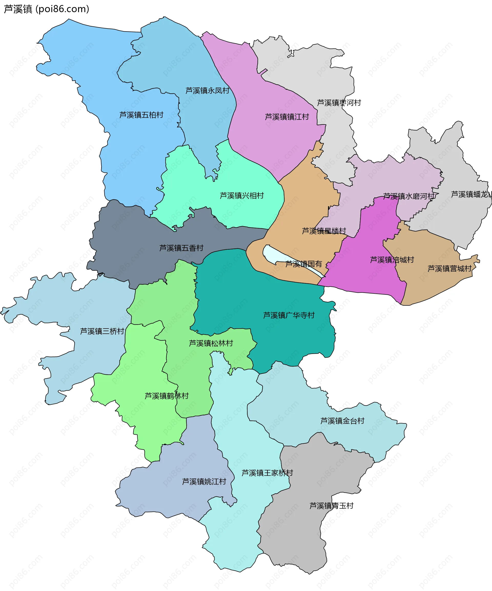 芦溪镇边界地图(五级行政区划)