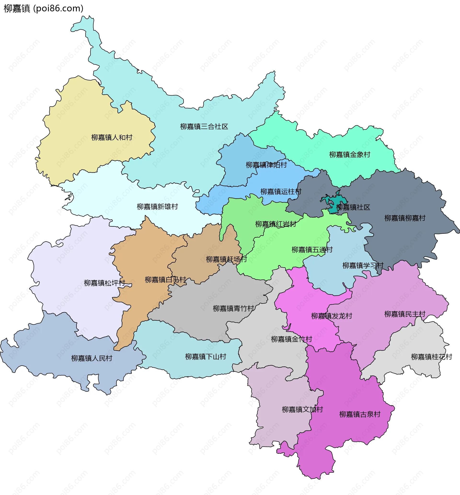 柳嘉镇边界地图(五级行政区划)