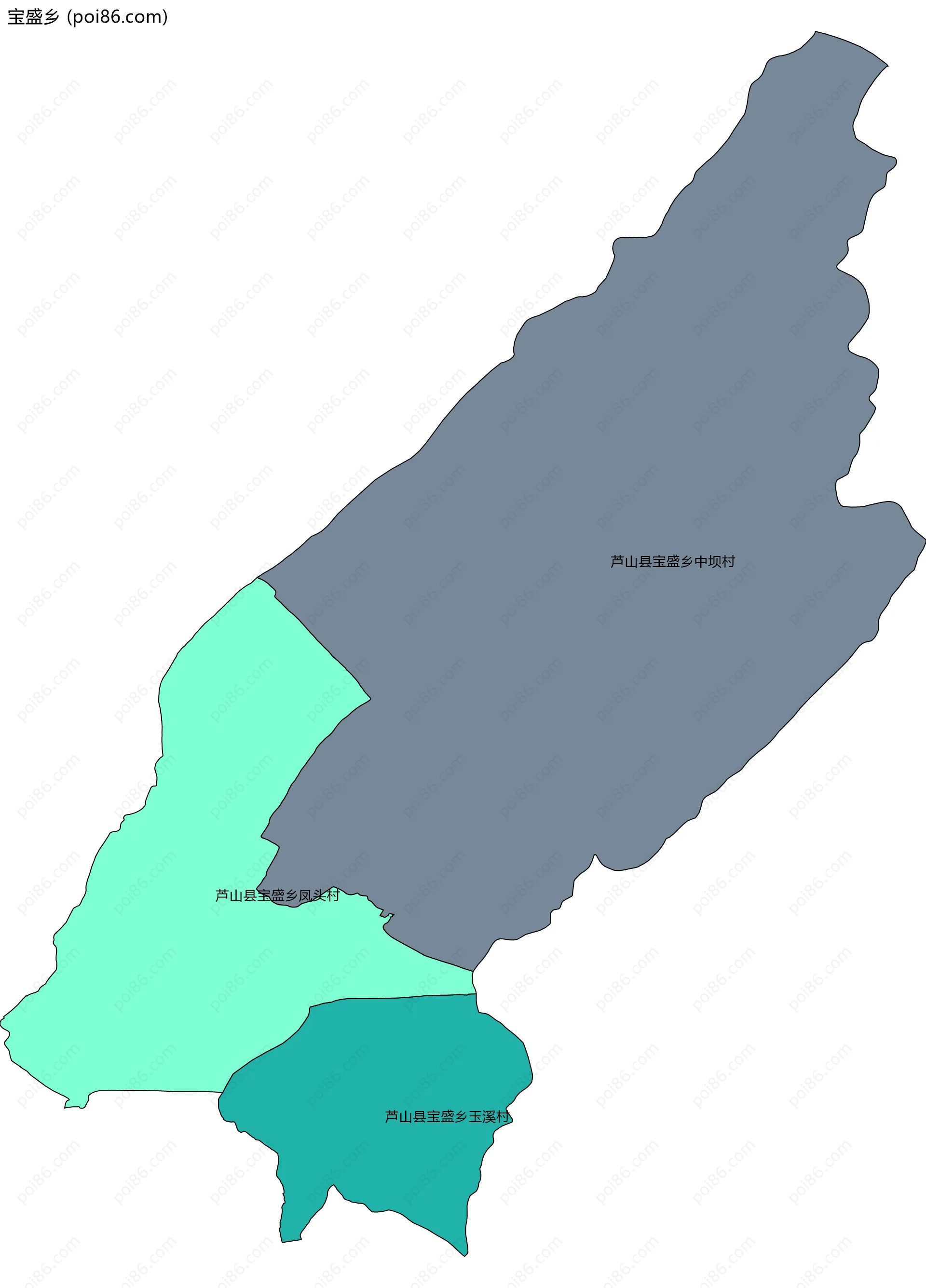 宝盛乡边界地图(五级行政区划)