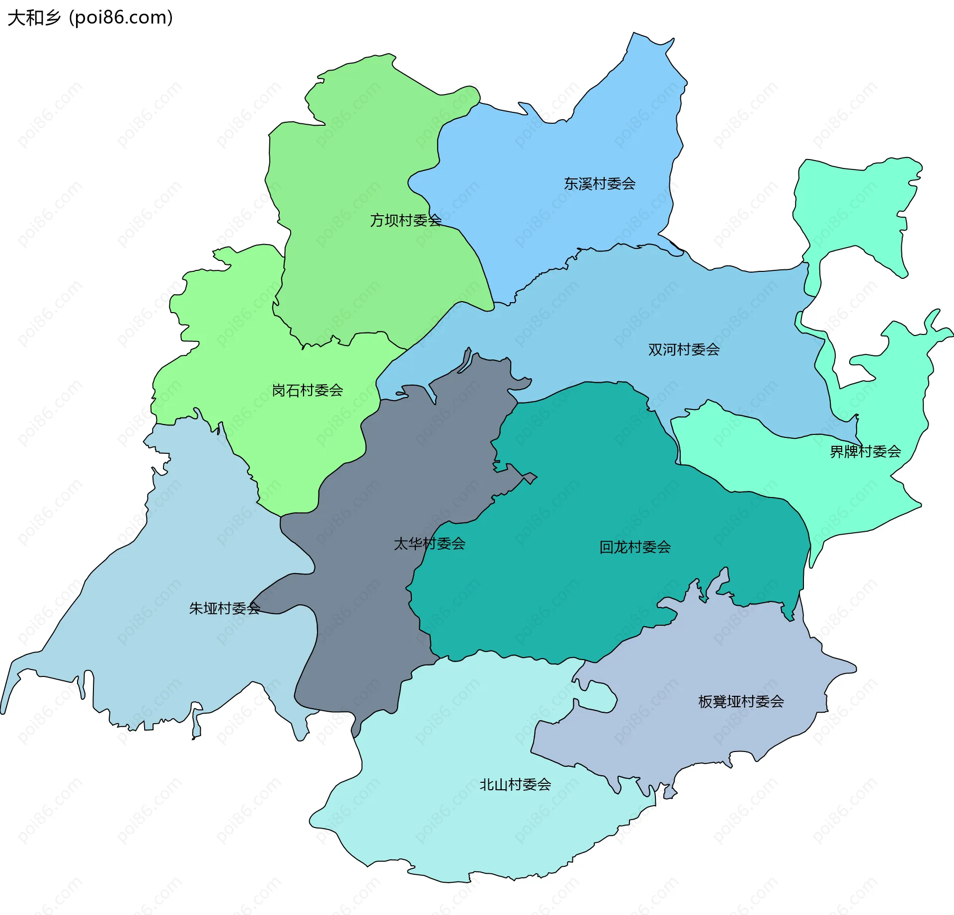 大和乡边界地图(五级行政区划)