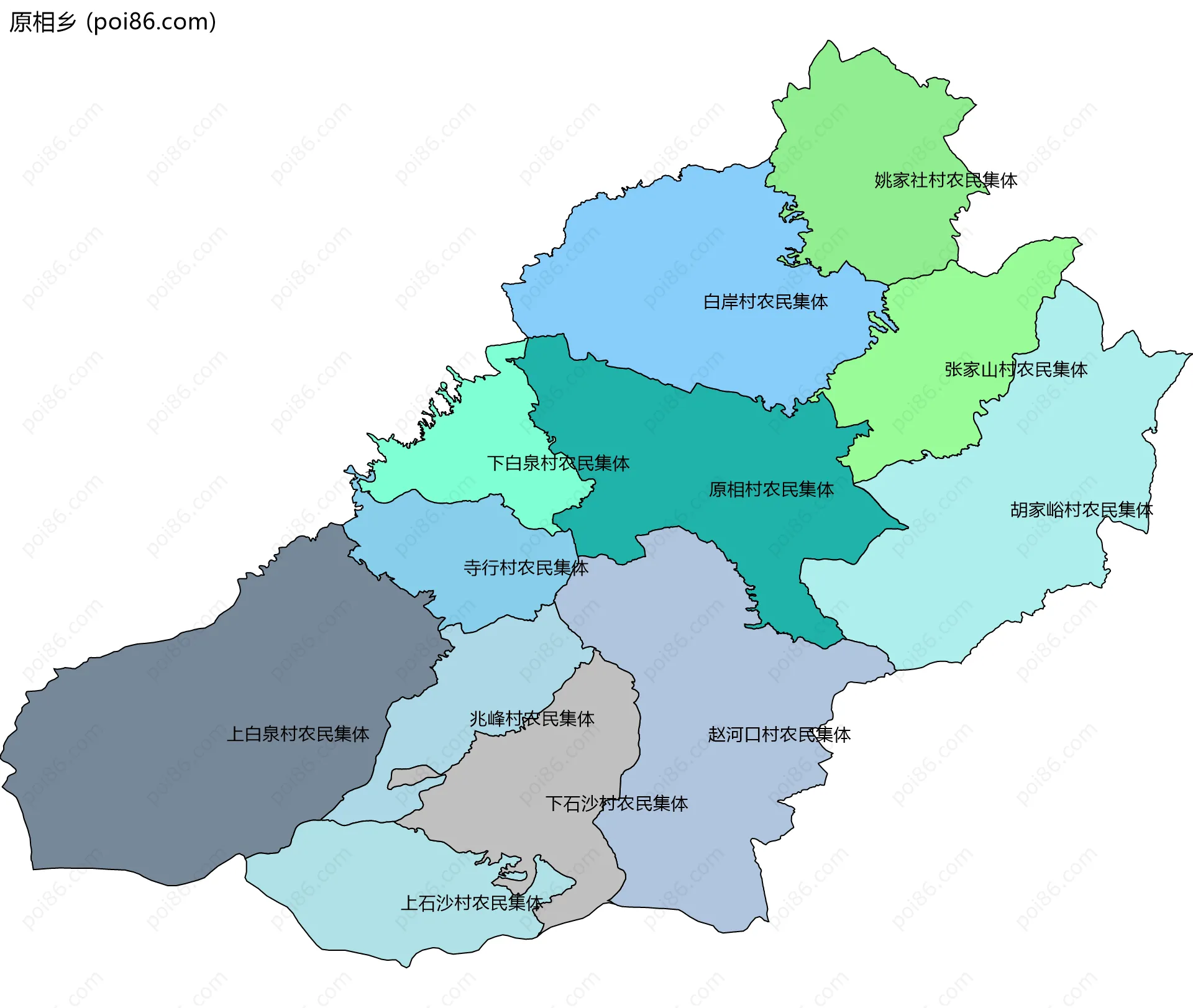 原相乡边界地图(五级行政区划)