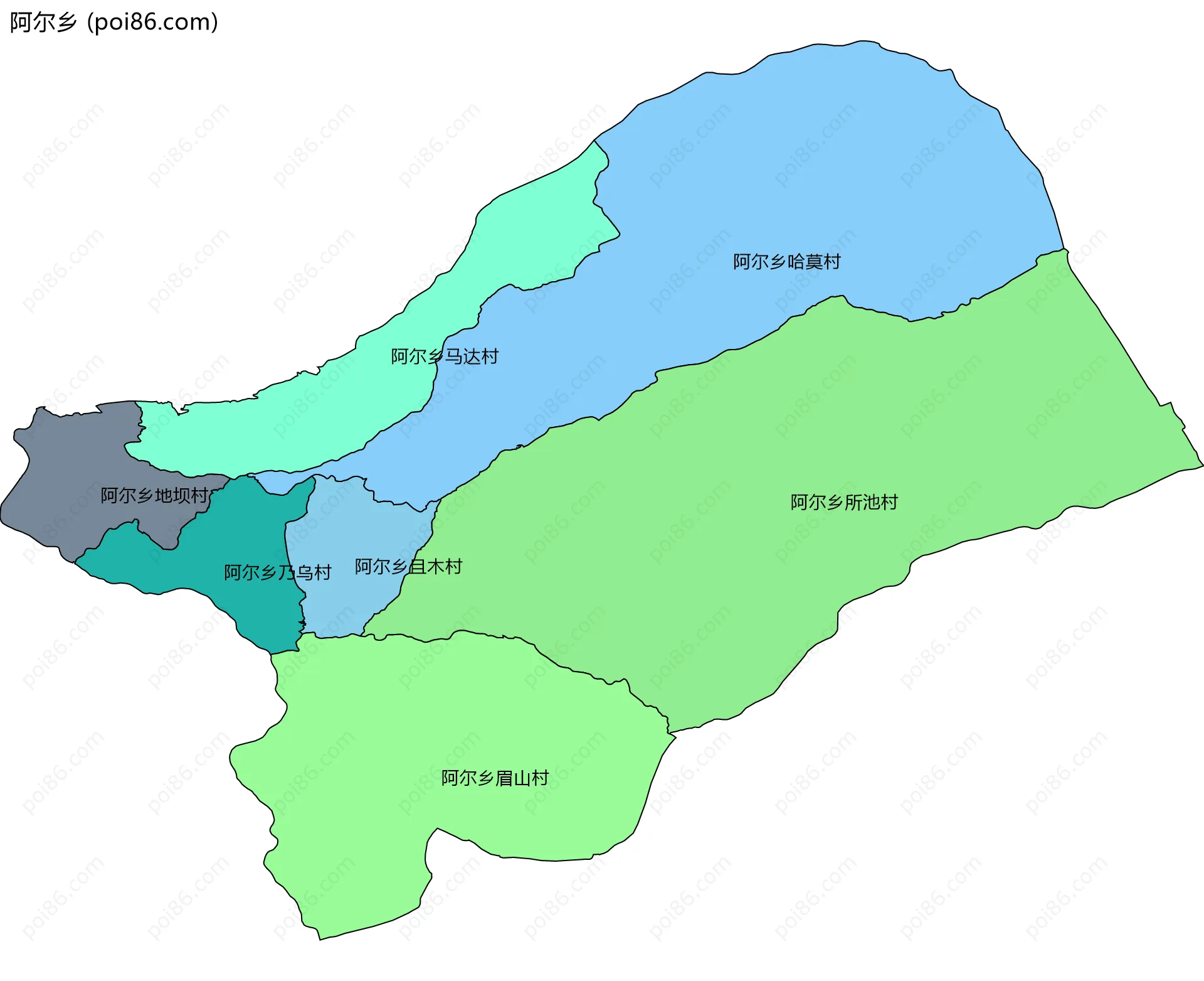 阿尔乡边界地图(五级行政区划)