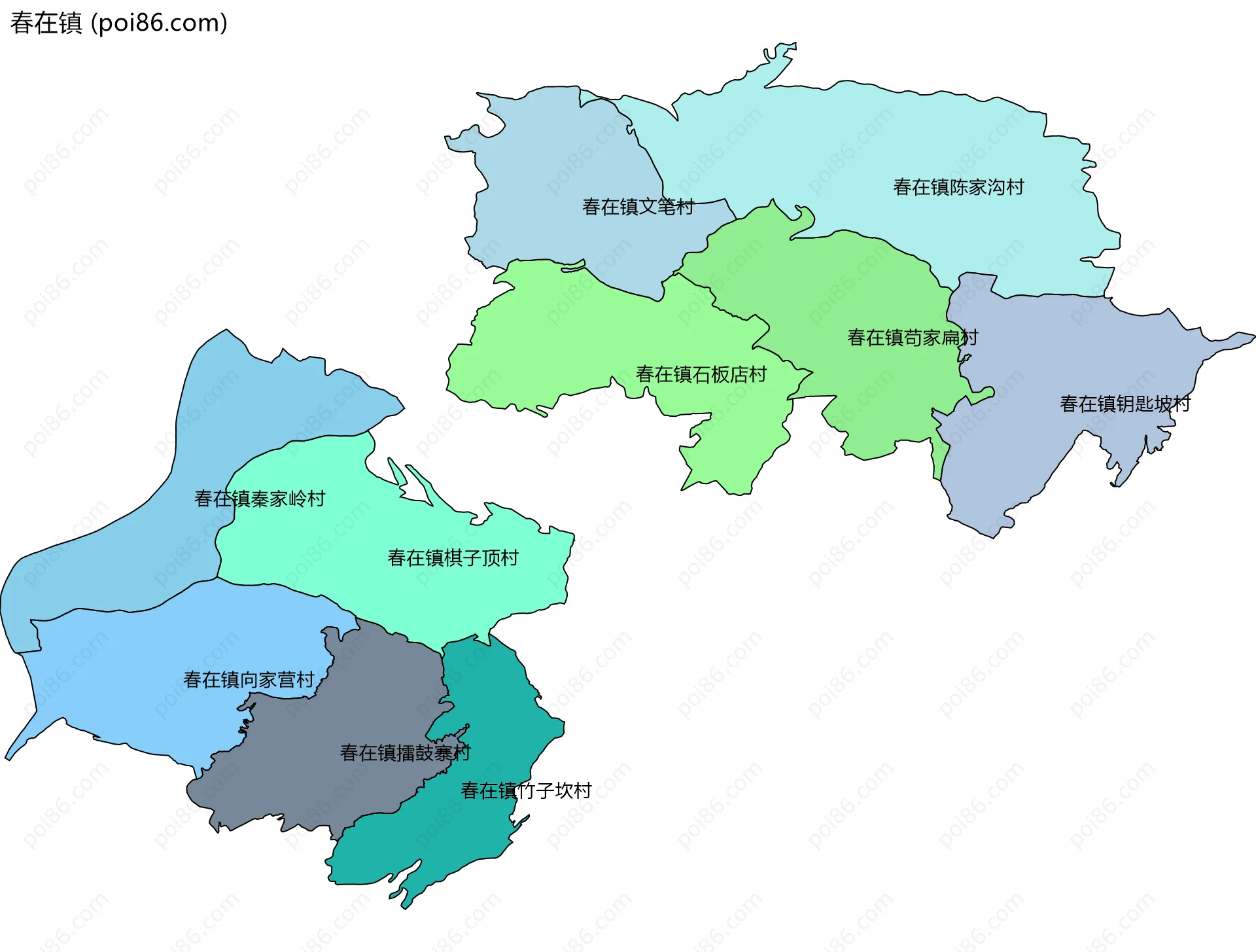 春在镇边界地图(五级行政区划)