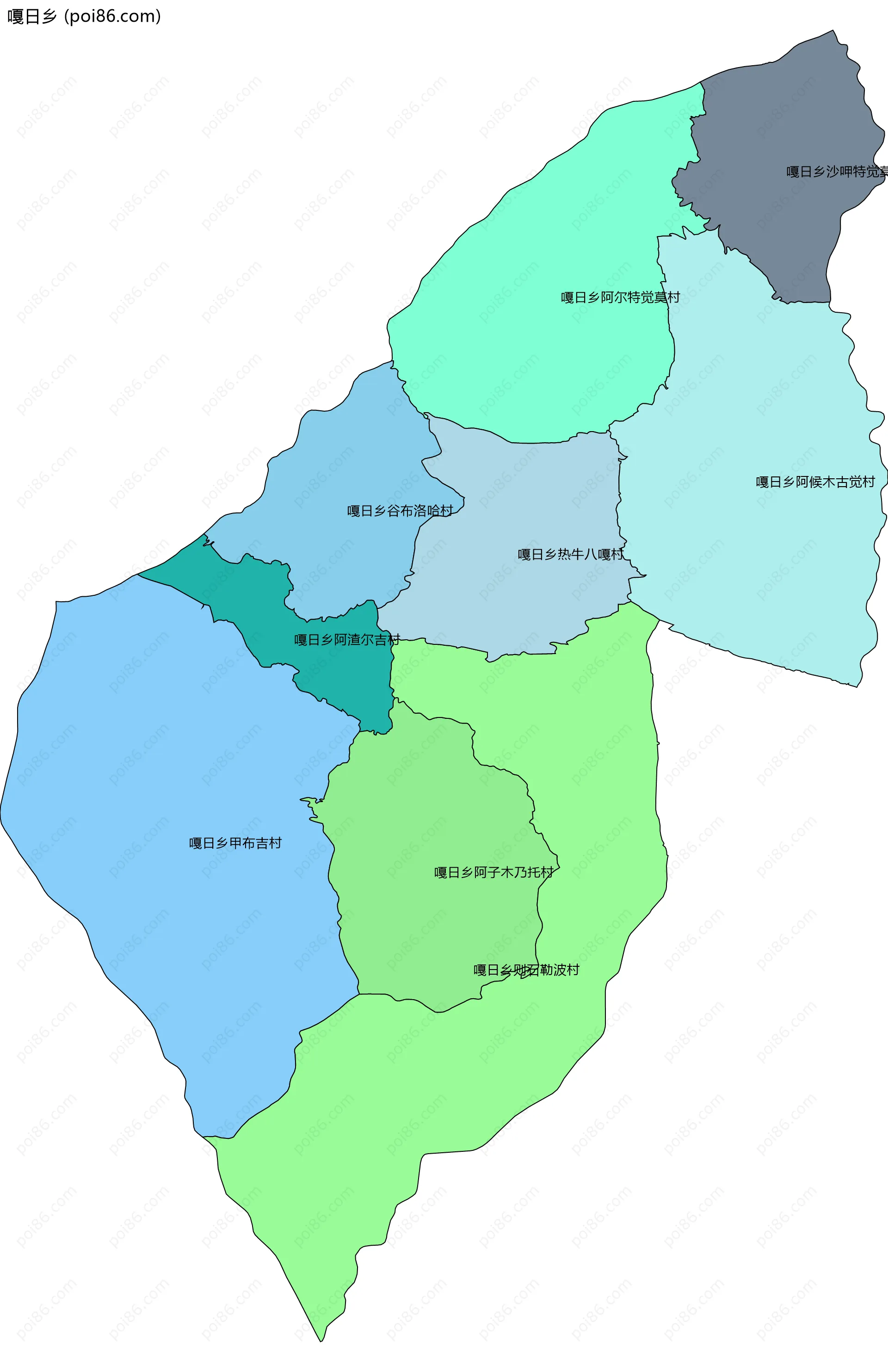 嘎日乡边界地图(五级行政区划)