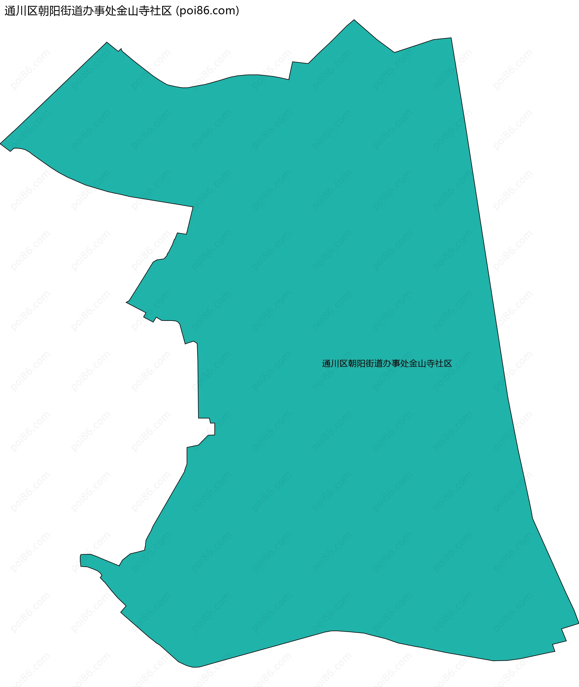 通川区朝阳街道办事处金山寺社区边界地图