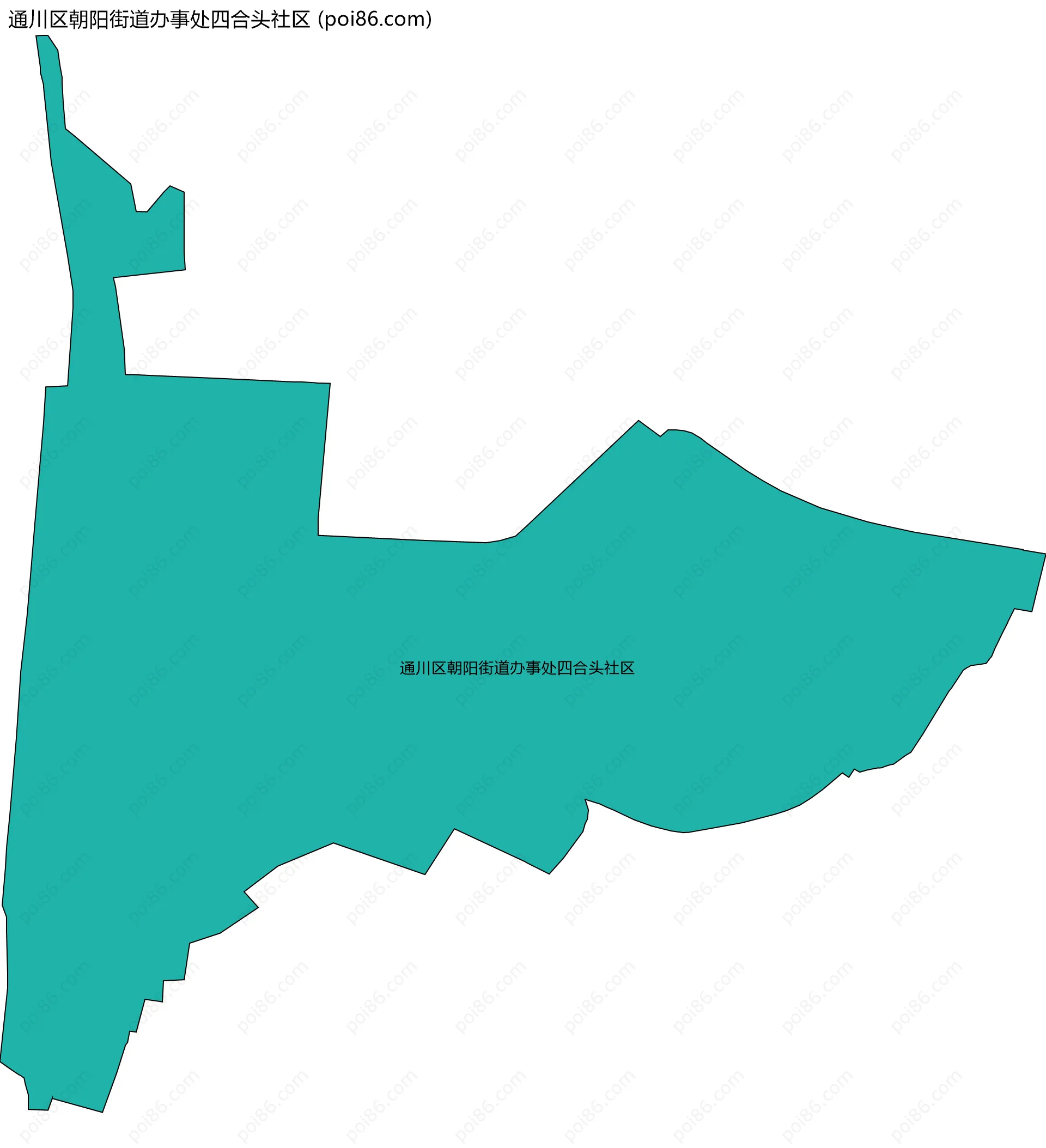 通川区朝阳街道办事处四合头社区边界地图