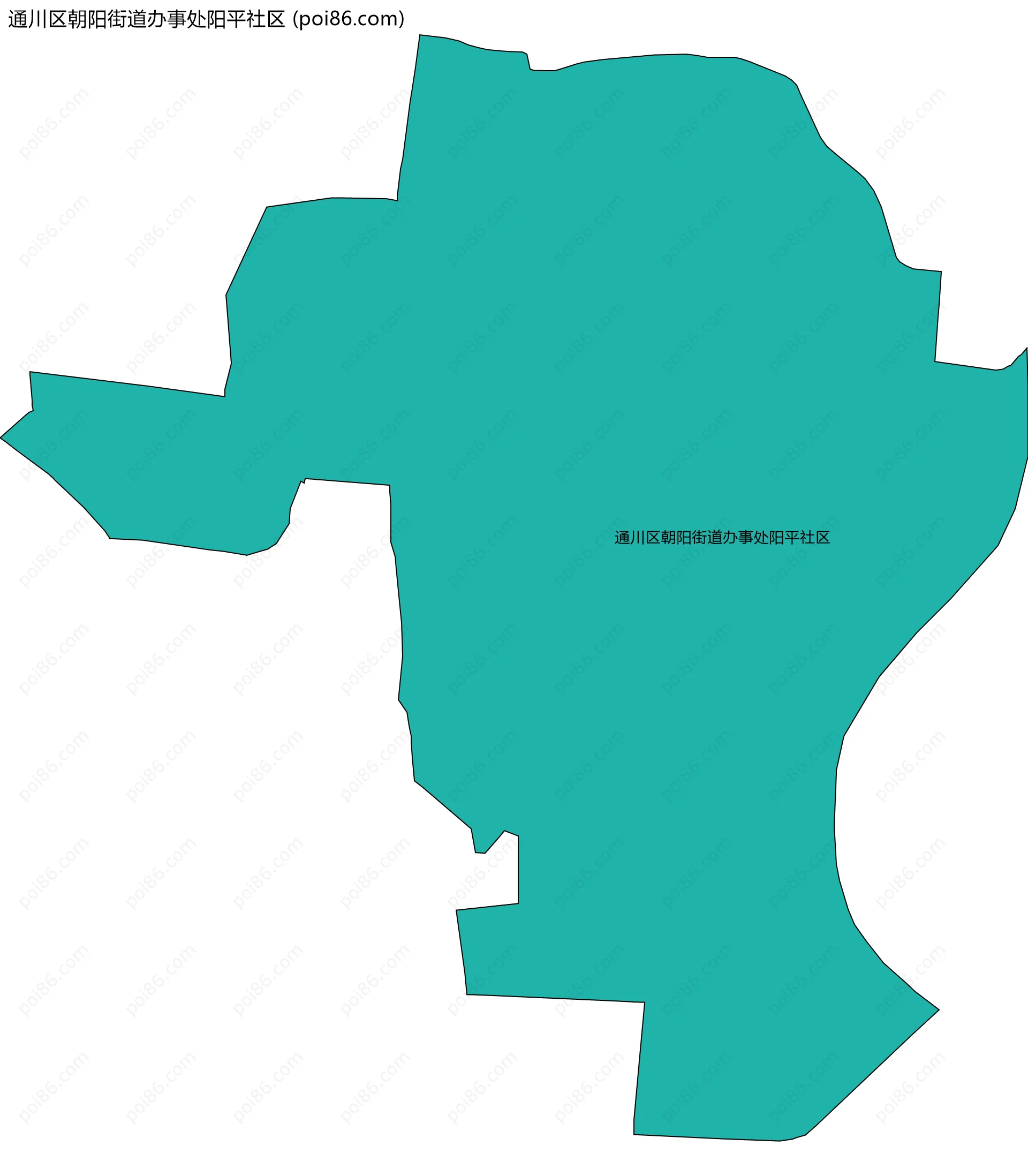 通川区朝阳街道办事处阳平社区边界地图