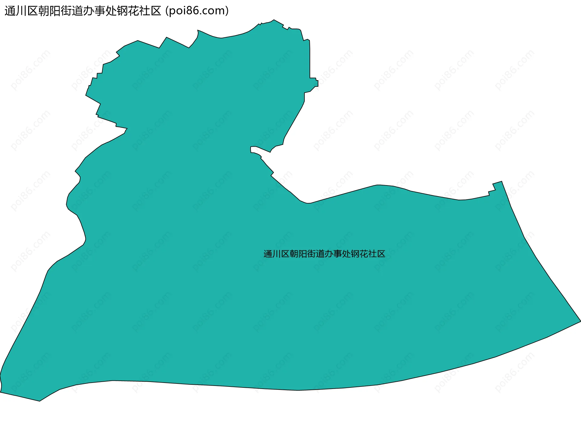 通川区朝阳街道办事处钢花社区边界地图