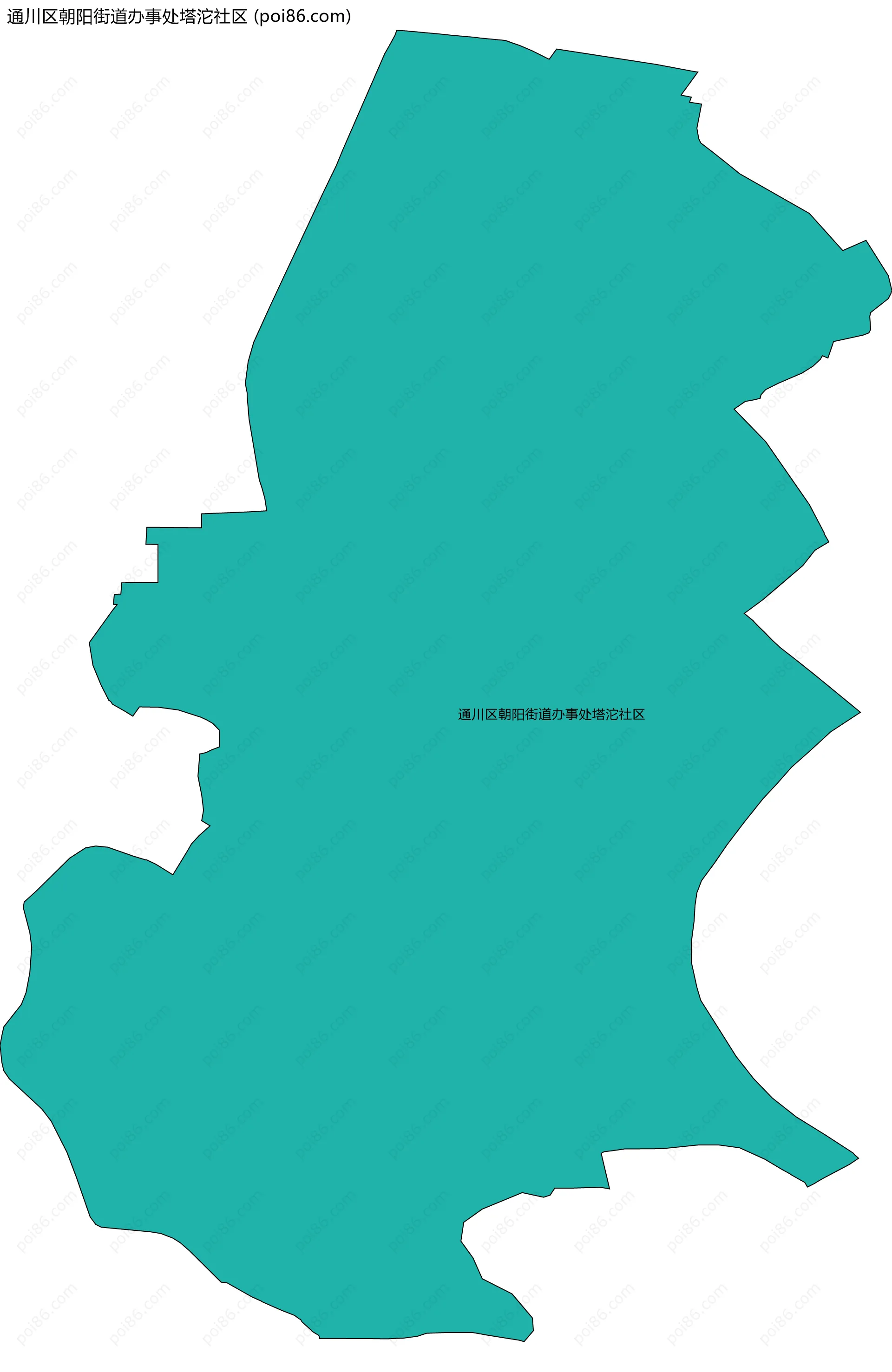 通川区朝阳街道办事处塔沱社区边界地图