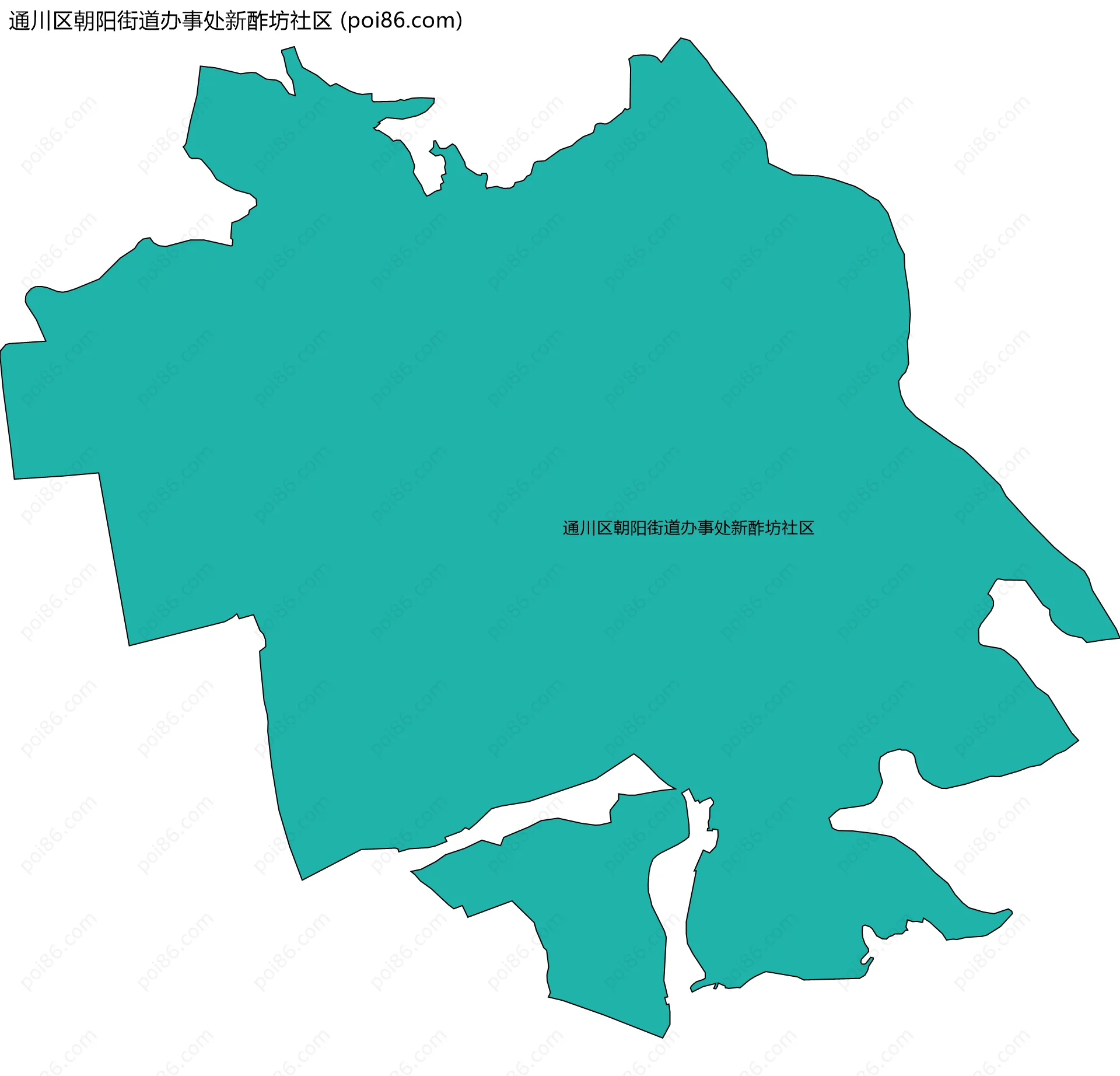 通川区朝阳街道办事处新酢坊社区边界地图