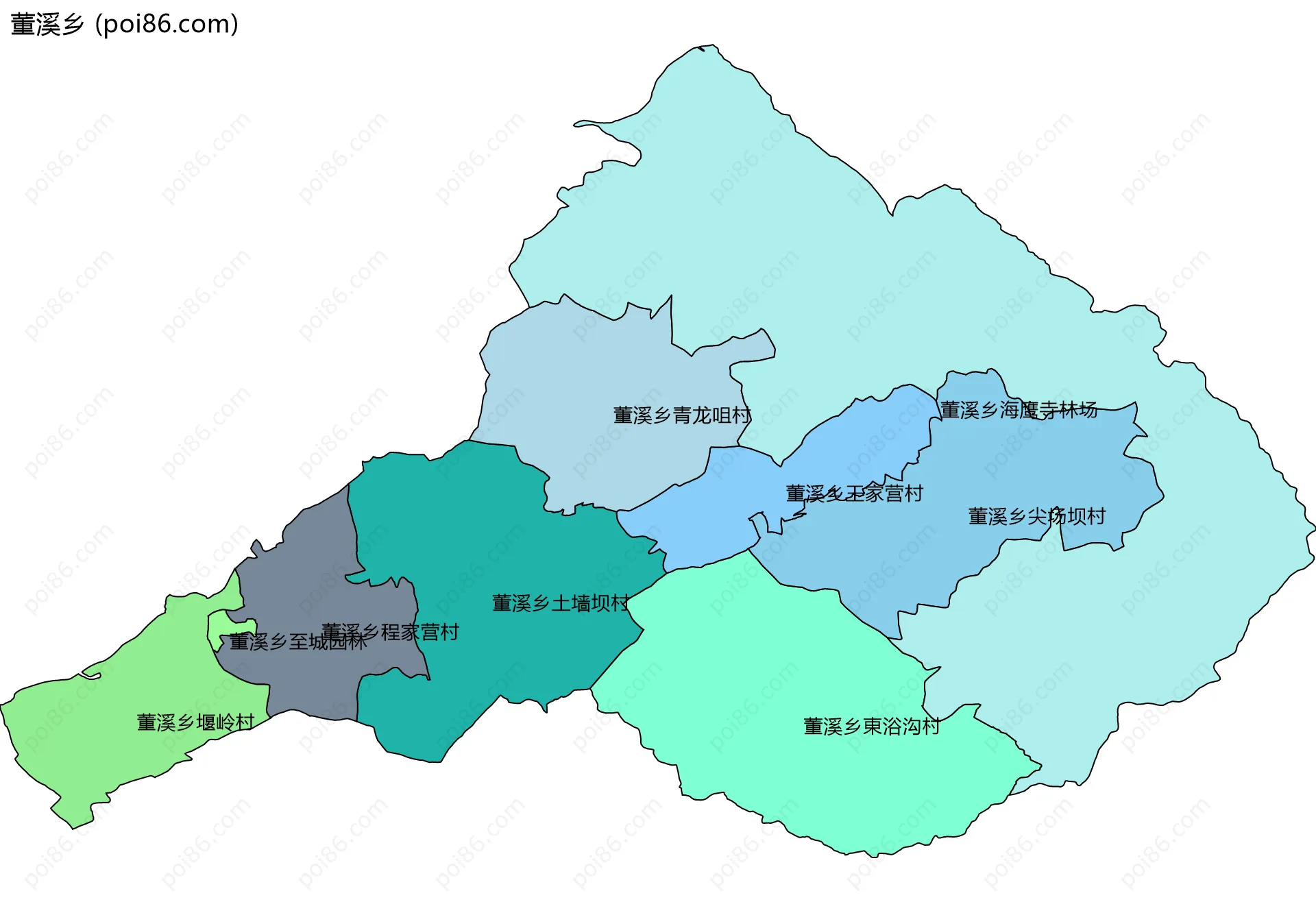 董溪乡边界地图(五级行政区划)
