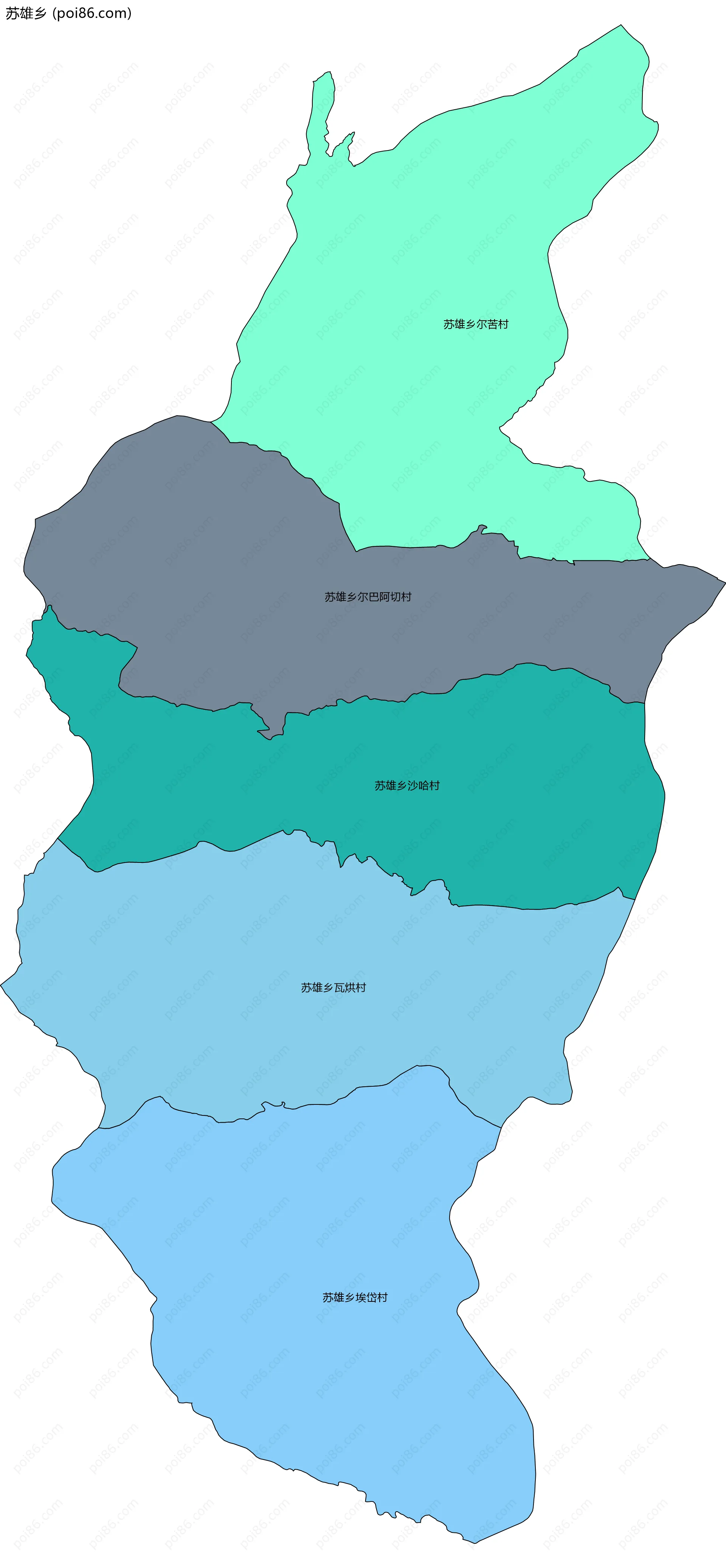 苏雄乡边界地图(五级行政区划)